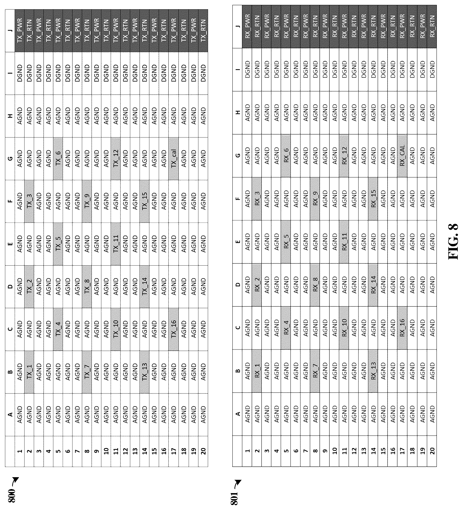 Patent US12581590 Figure 8 – High density radio frequency connections