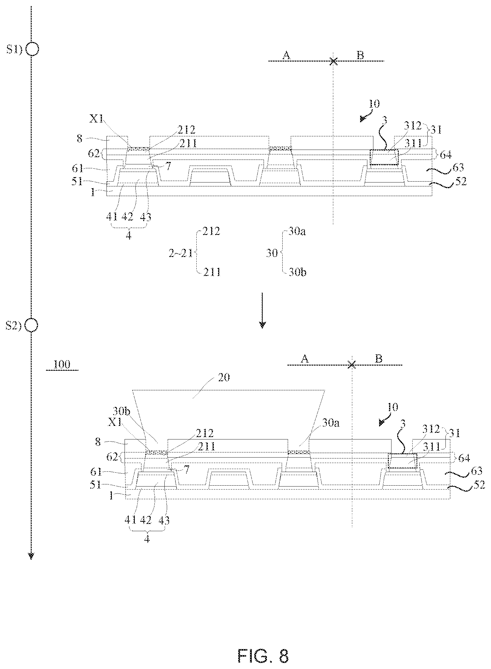 Patent US12581596 Figure 8 – Wiring board, functional backplane and method for manufacturing the same