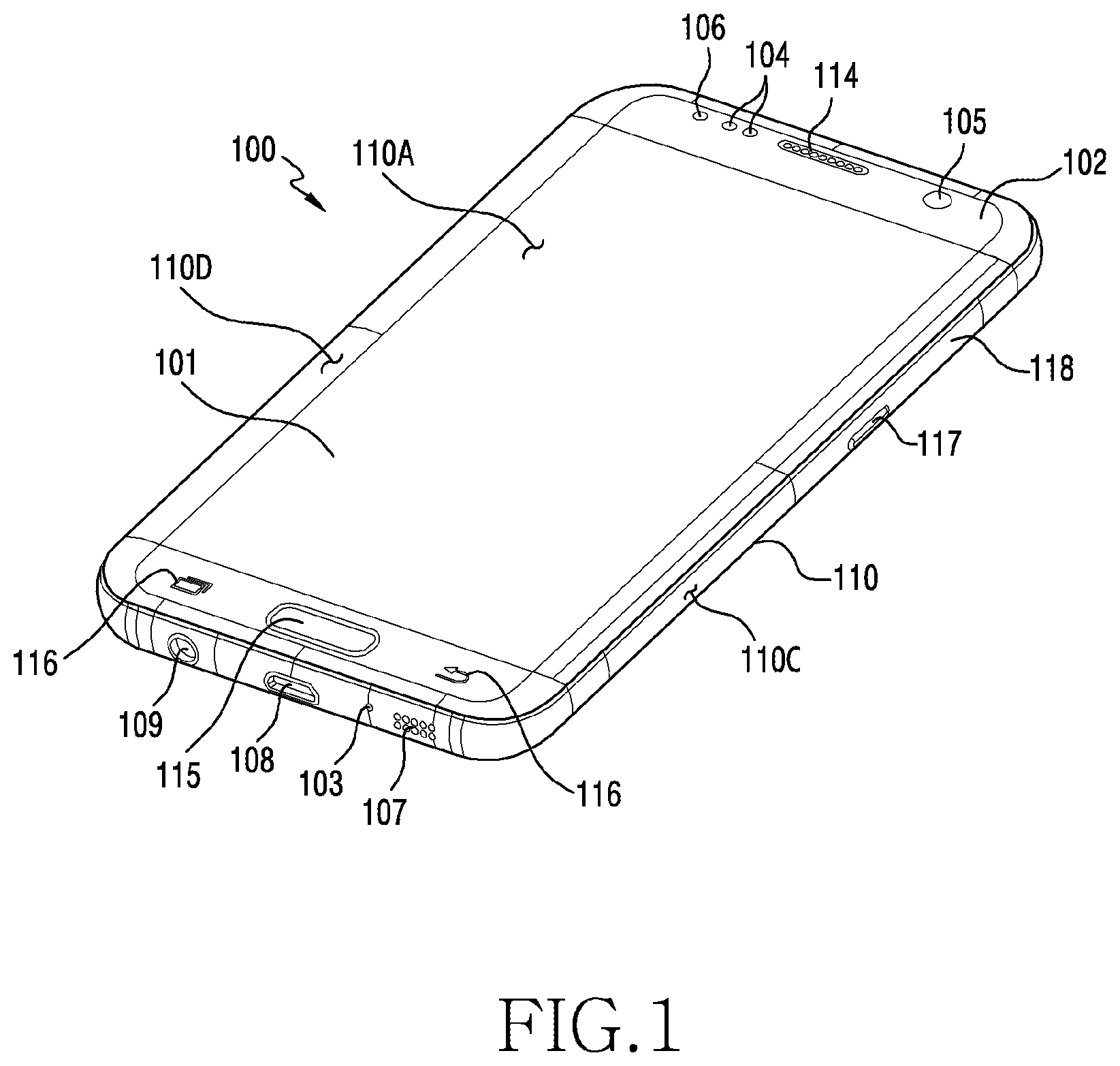 Patent US12581598 Figure 1 – Electronic device comprising printed circuit board