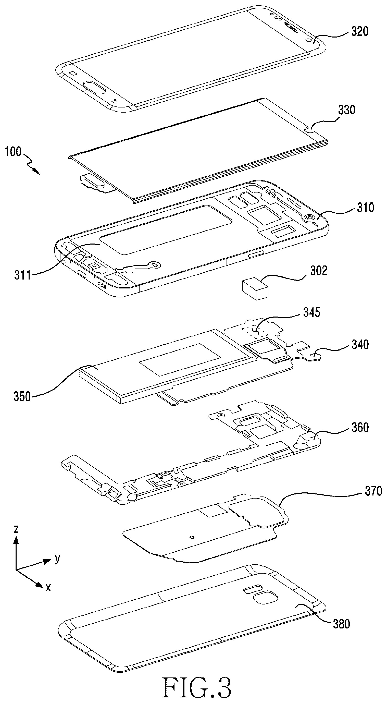 Patent US12581598 Figure 3 – Electronic device comprising printed circuit board