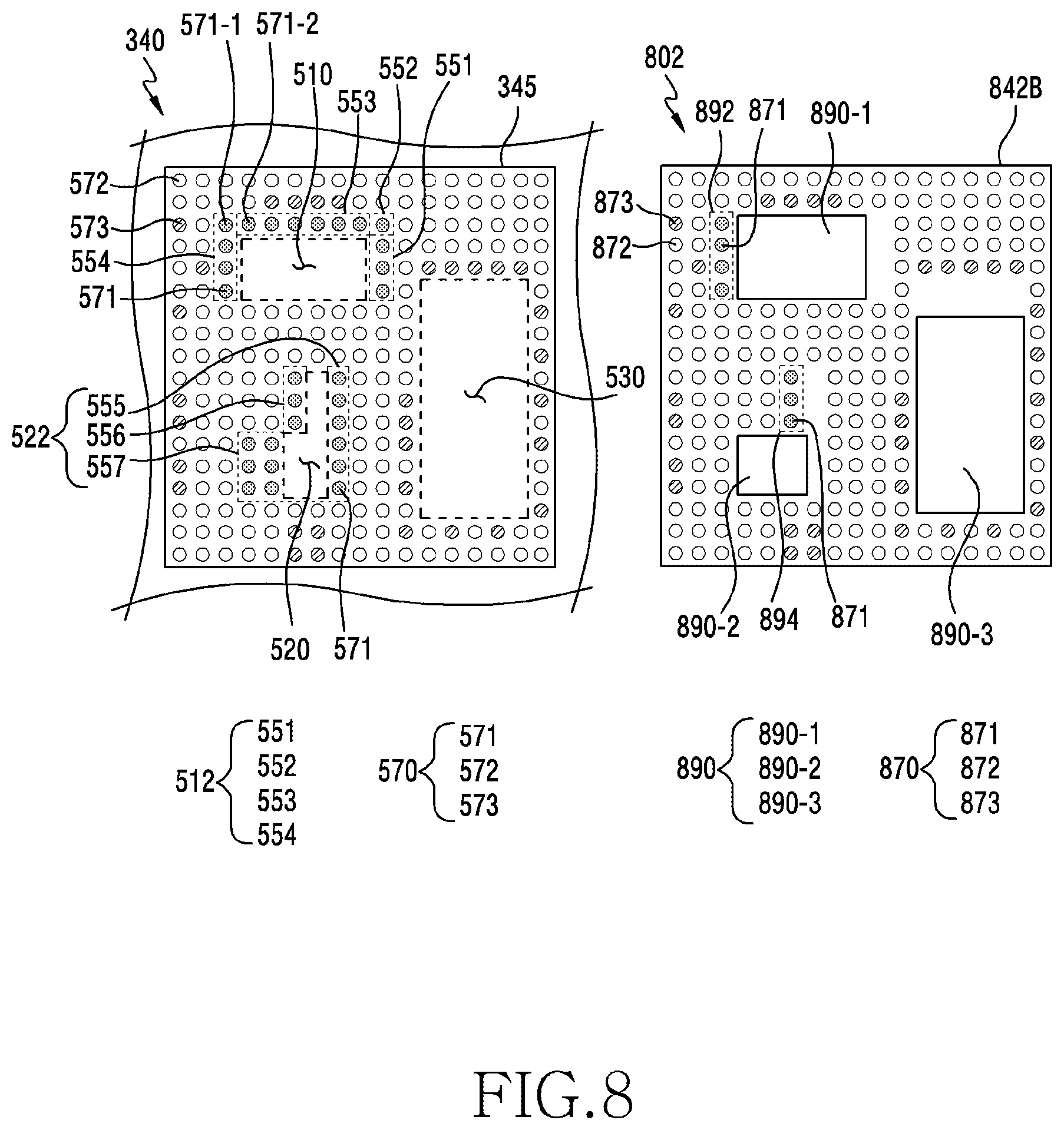 Patent US12581598 Figure 8 – Electronic device comprising printed circuit board
