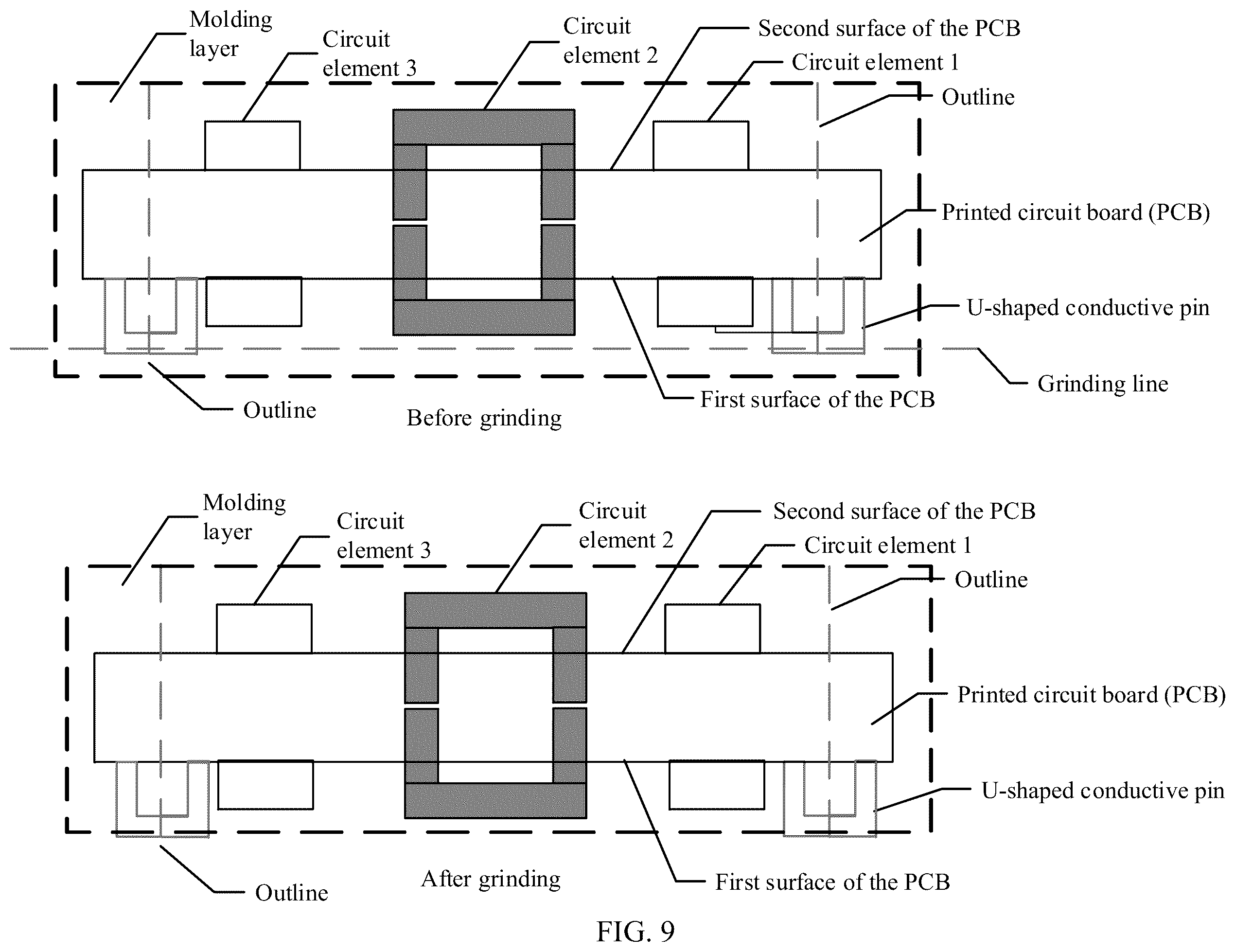 Patent US12581599 Figure 11 – Packaging module, electronic device, and methods for manufacturing the same