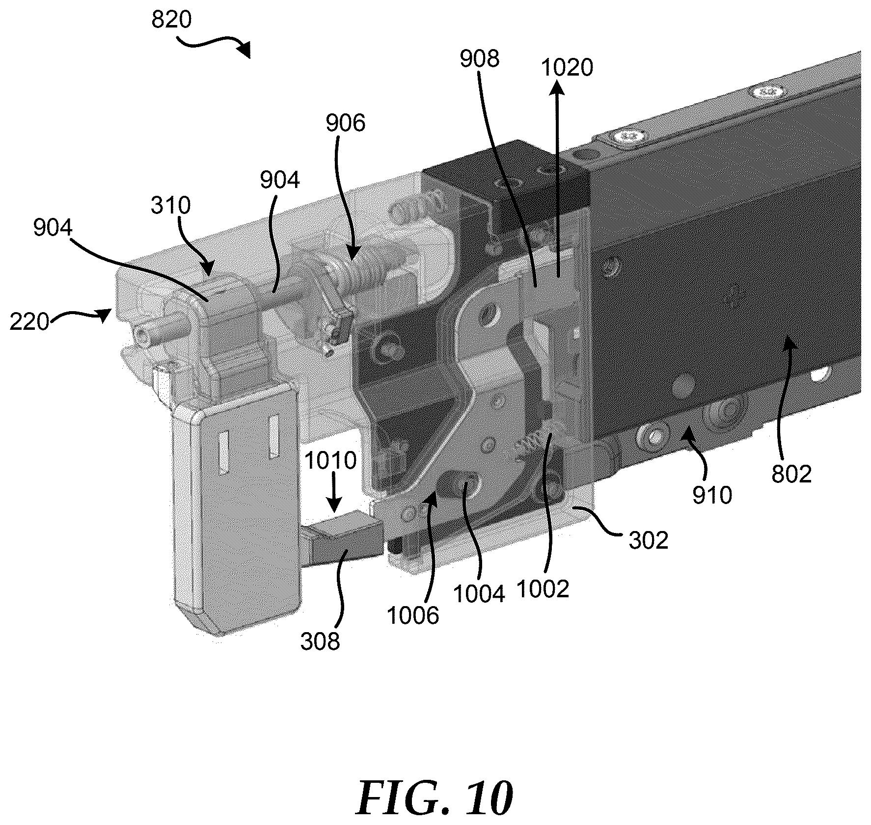 Patent US12581608 Figure 7 – Pivot latch hardware for a node of an information handling system
