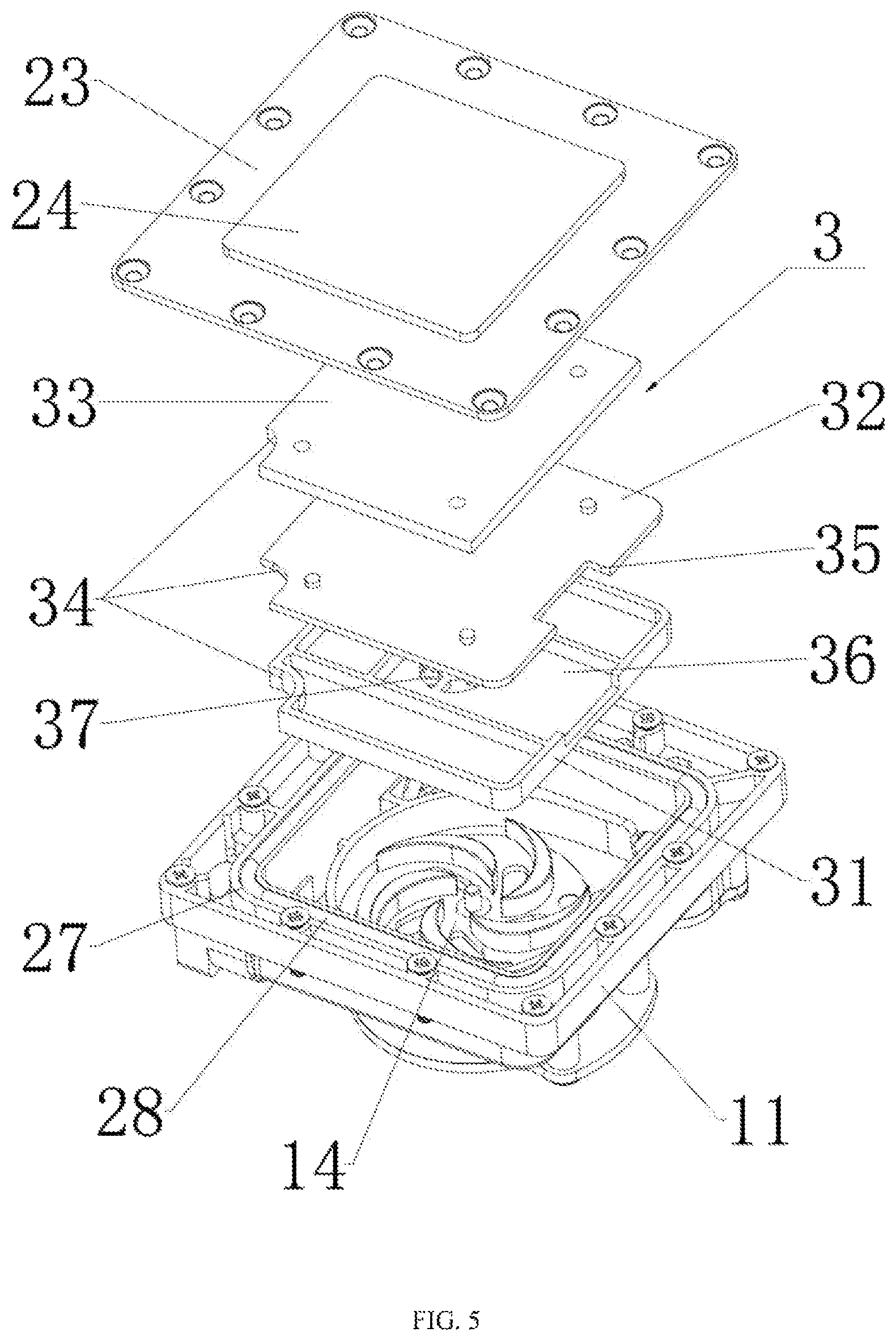 Patent US12581619 Figure 5 – Integral water-cooling radiator