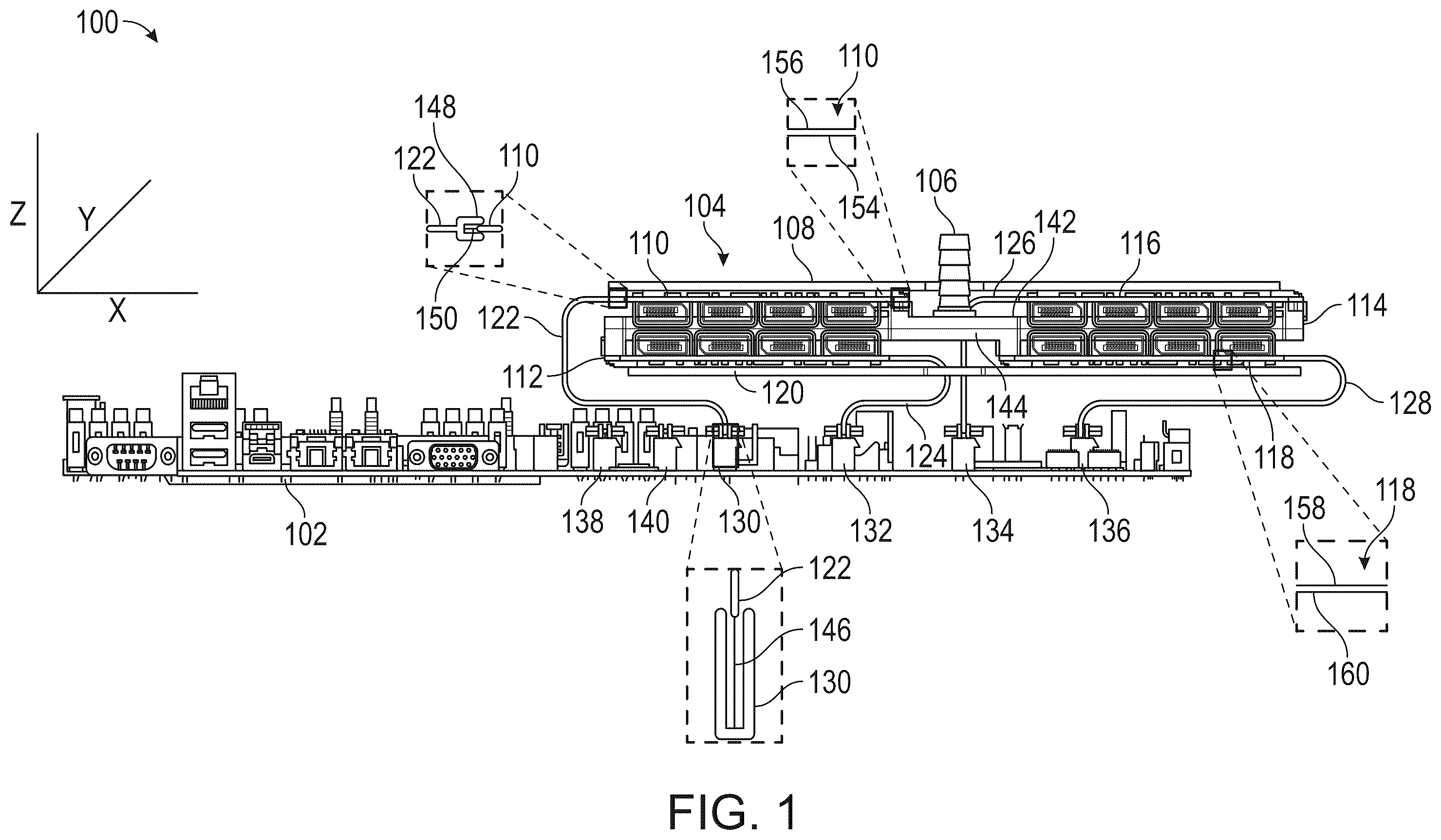 Patent US12581621 Figure 1 – High density computer cooling system