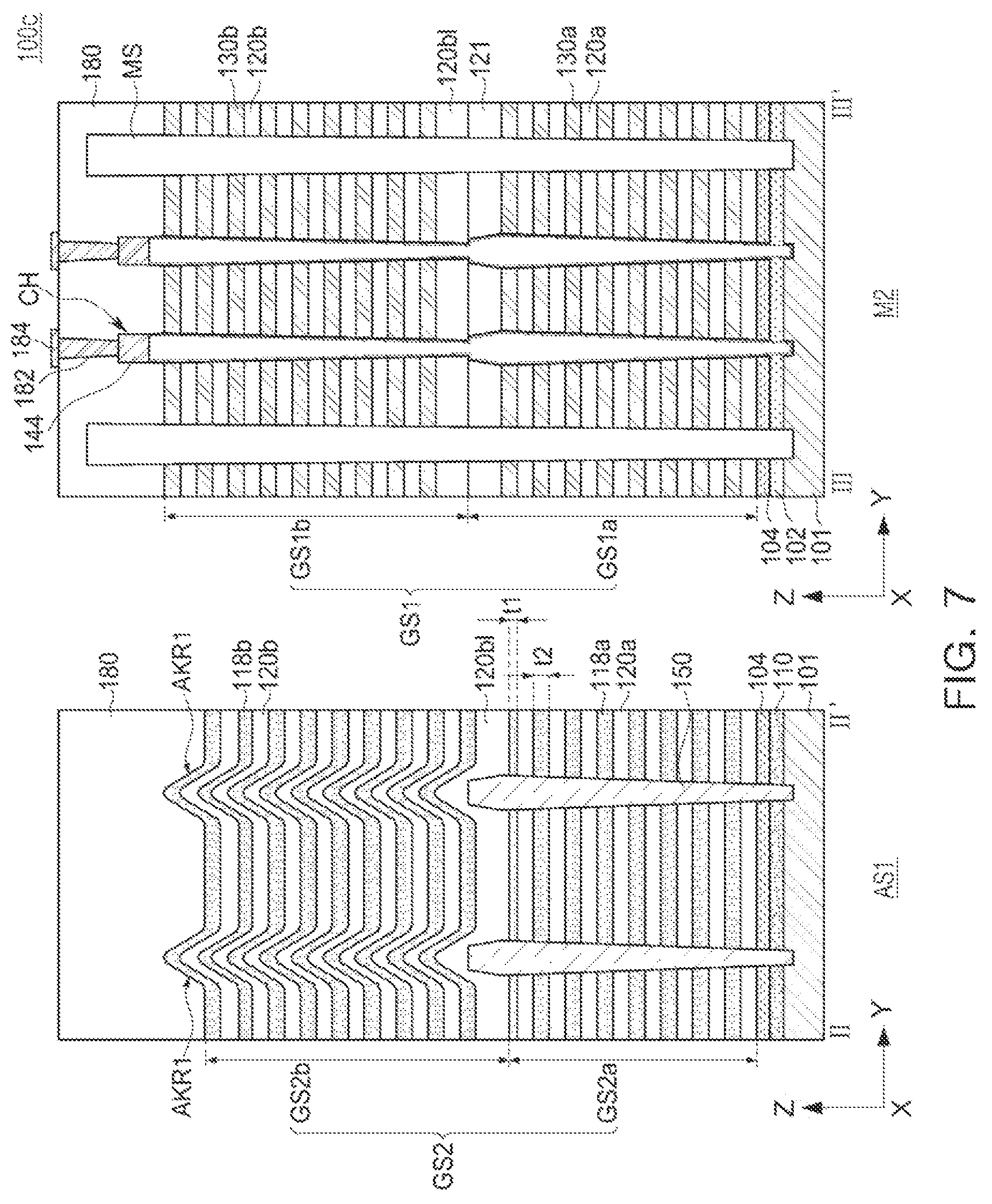 Patent US12581646 Figure 7 – Semiconductor devices with align key structure for stack structures and data storage systems including the same