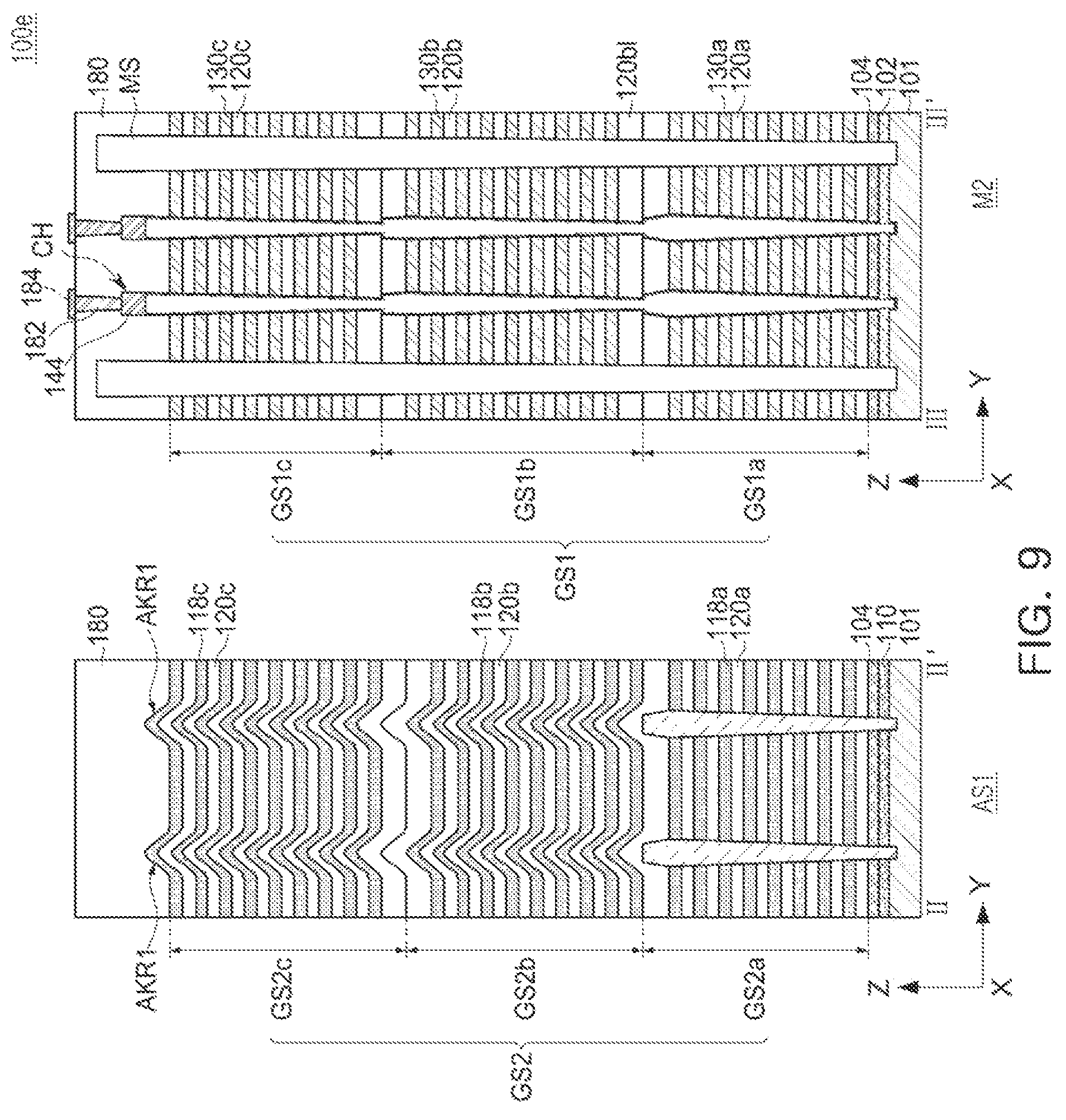 Patent US12581646 Figure 9 – Semiconductor devices with align key structure for stack structures and data storage systems including the same