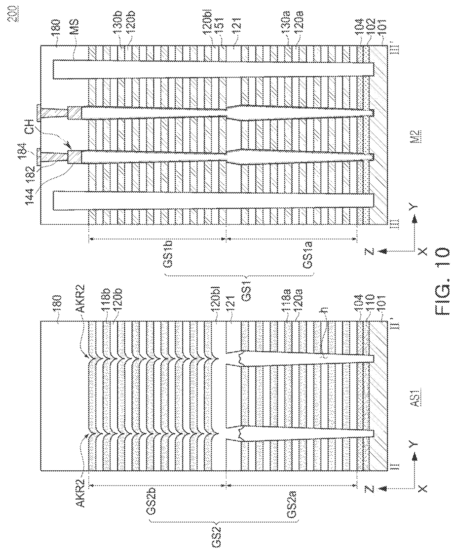 Patent US12581646 Figure 10 – Semiconductor devices with align key structure for stack structures and data storage systems including the same