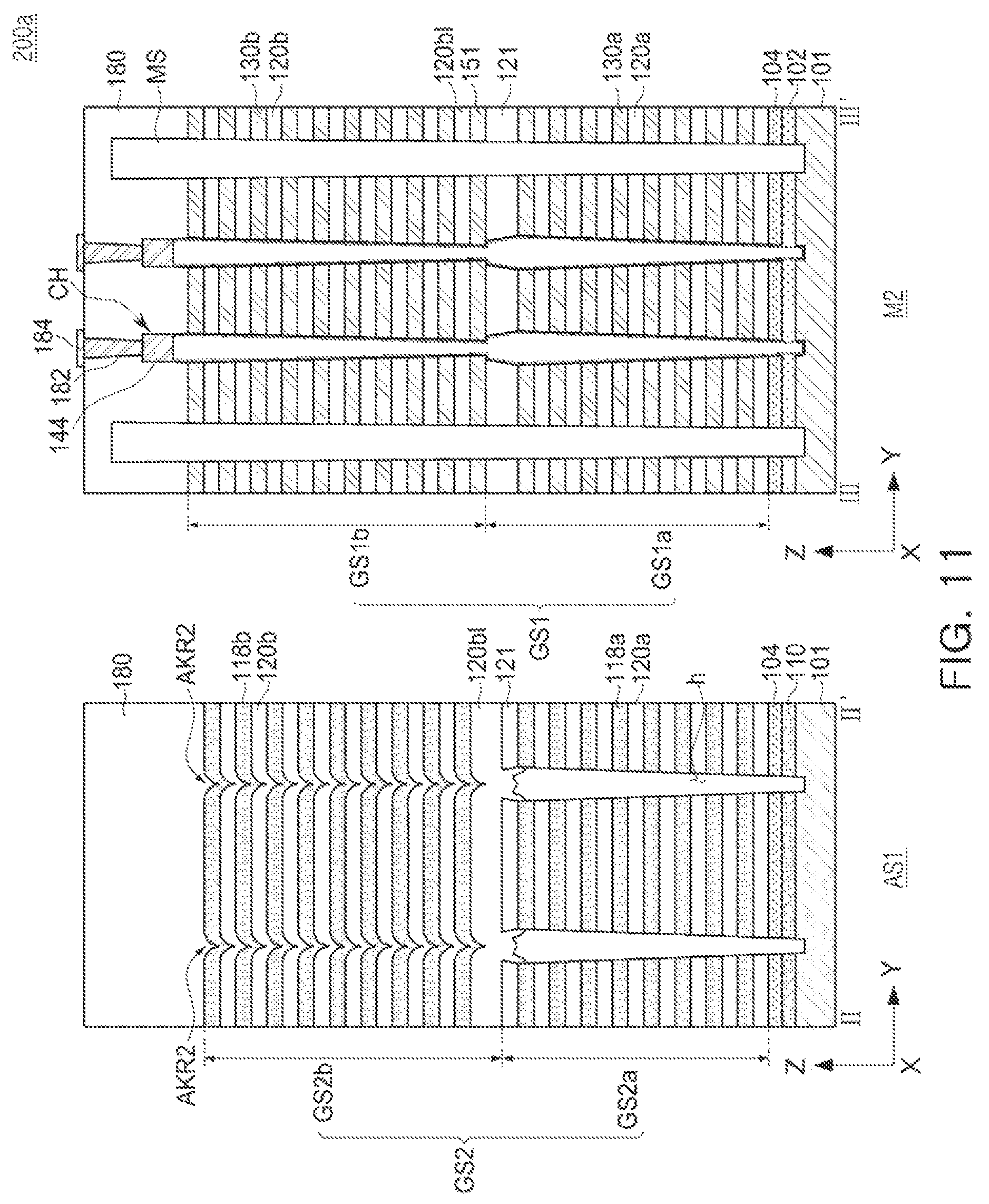 Patent US12581646 Figure 11 – Semiconductor devices with align key structure for stack structures and data storage systems including the same