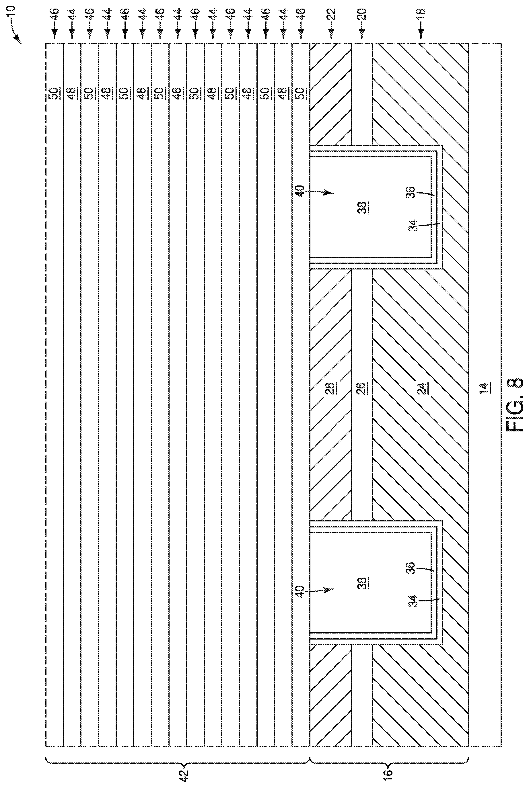 Patent US12581651 Figure 8 – Integrated assemblies, and methods of forming integrated assemblies
