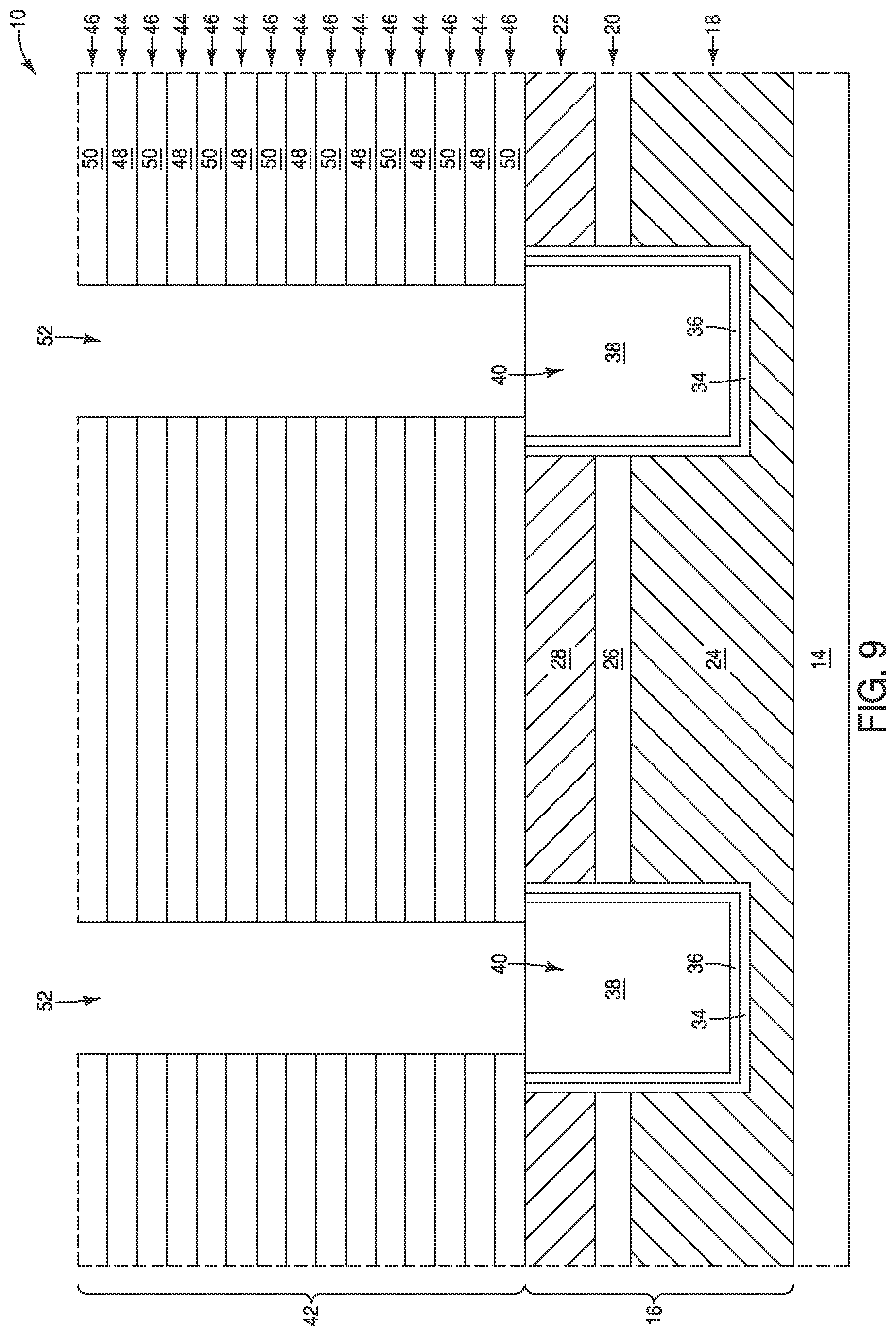 Patent US12581651 Figure 9 – Integrated assemblies, and methods of forming integrated assemblies