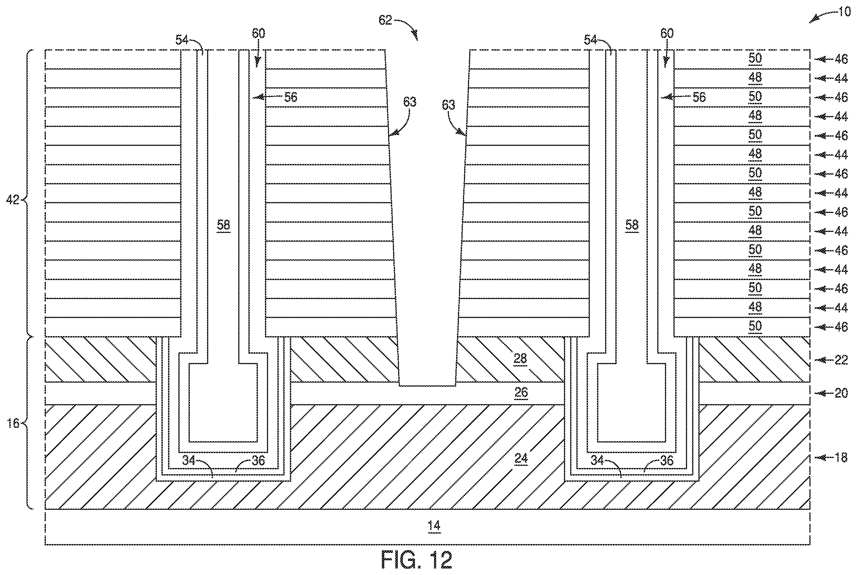 Patent US12581651 Figure 12 – Integrated assemblies, and methods of forming integrated assemblies