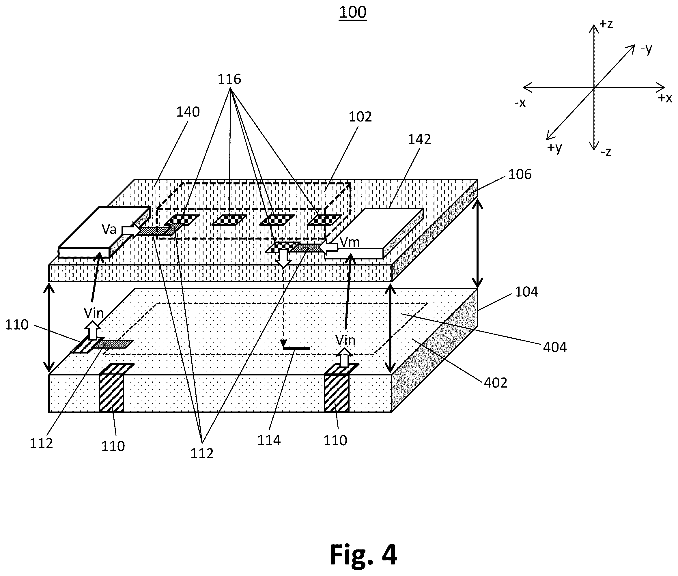 Patent US12581663 Figure 4 – Heterogeneous integration structure with voltage regulation