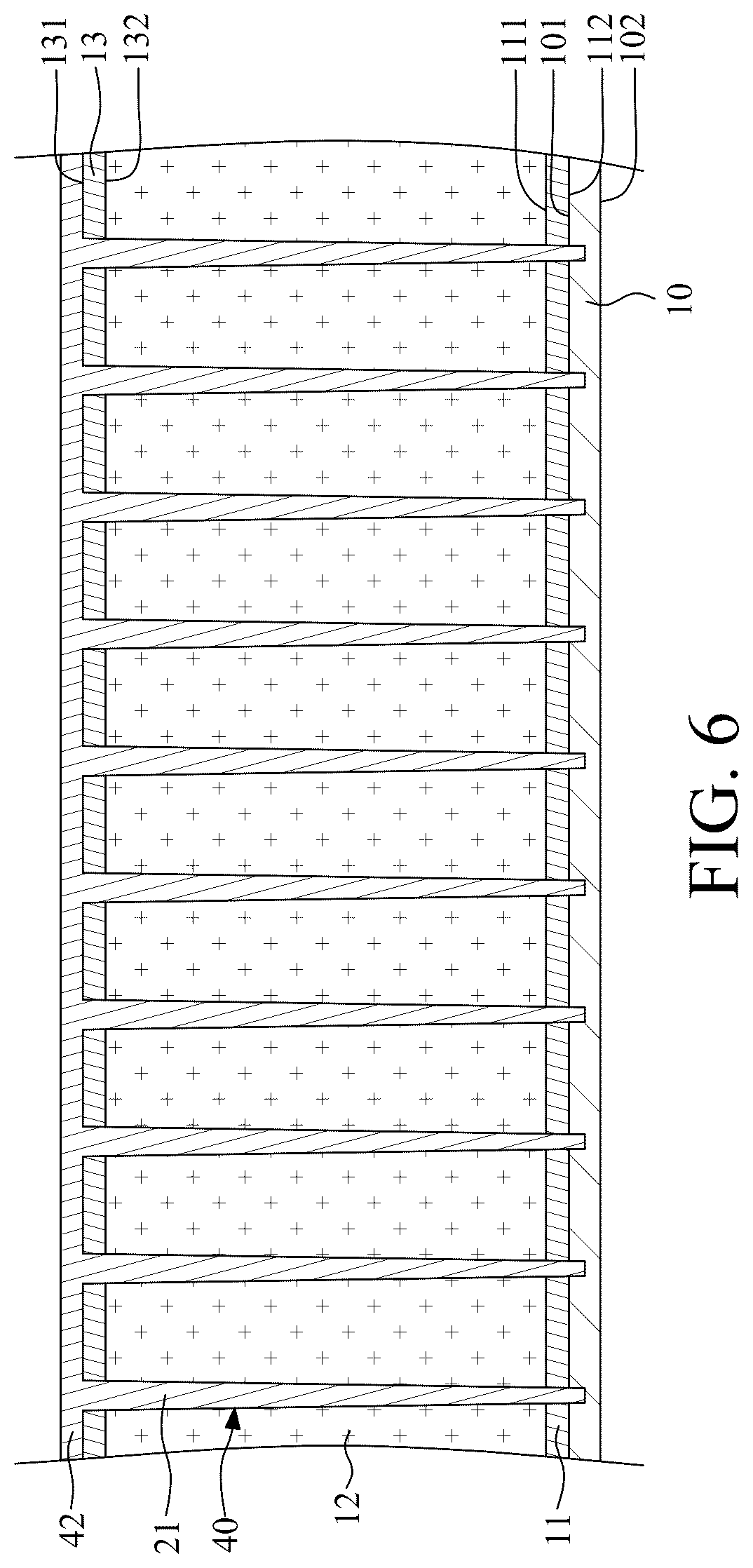 Patent US12581671 Figure 7 – Capacitor structure with two stacked conductive vias