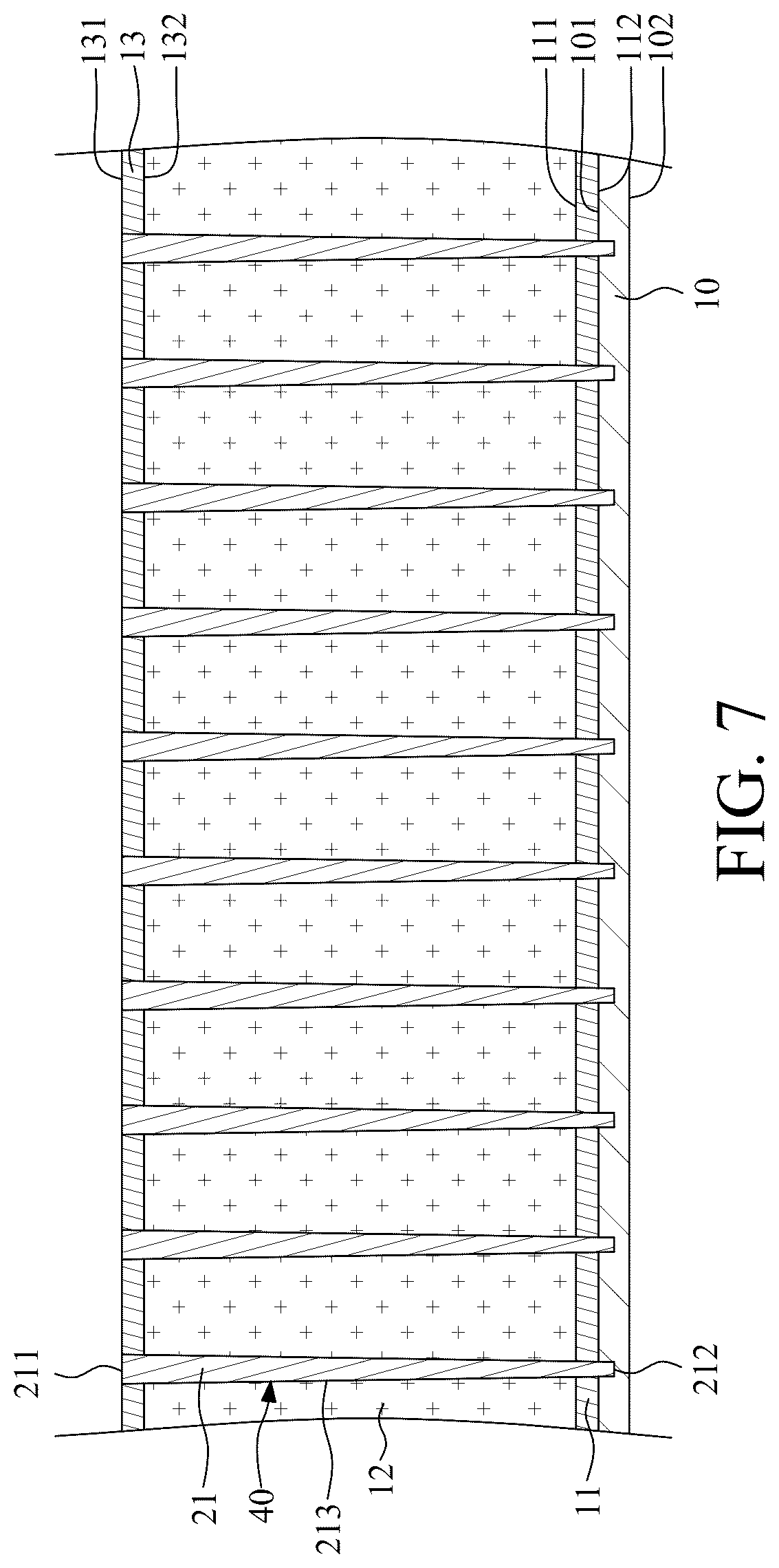 Patent US12581671 Figure 8 – Capacitor structure with two stacked conductive vias