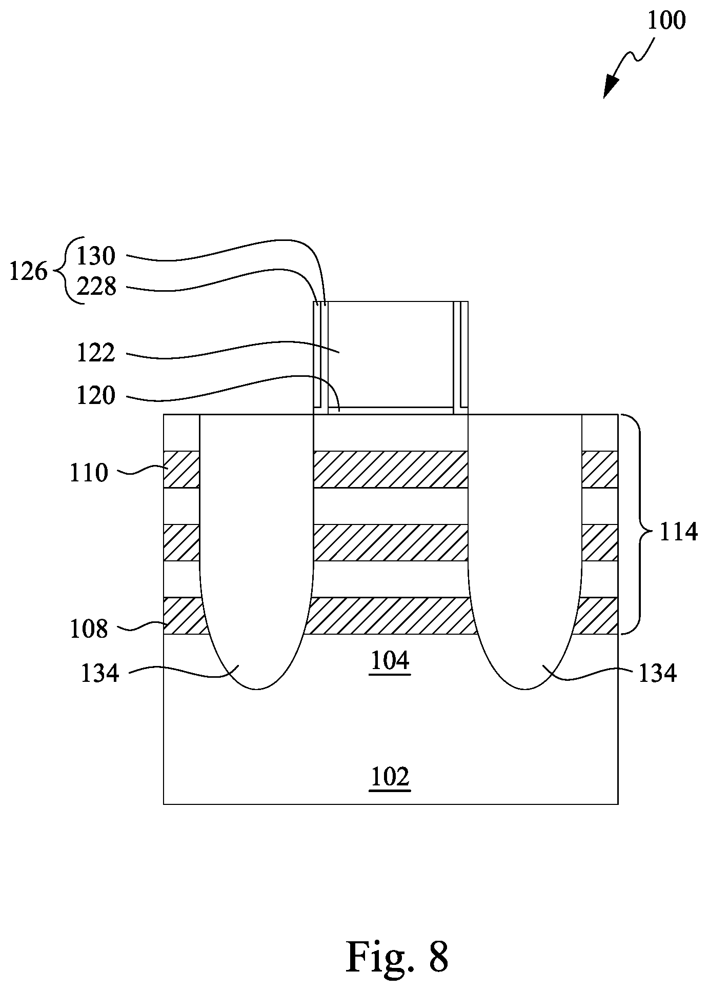 Patent US12581690 Figure 8 – Method of forming semiconductor device with implanted nanosheets