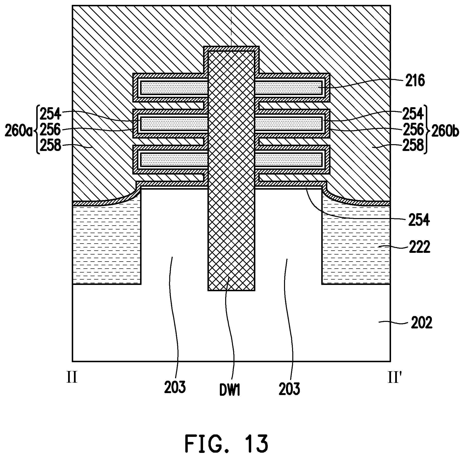 Patent US12581705 Figure 17 – Semiconductor device including multiple stacks of semiconductor nanosheets, multiple strained layers, and dielectric wall located strained layers and method of forming the same