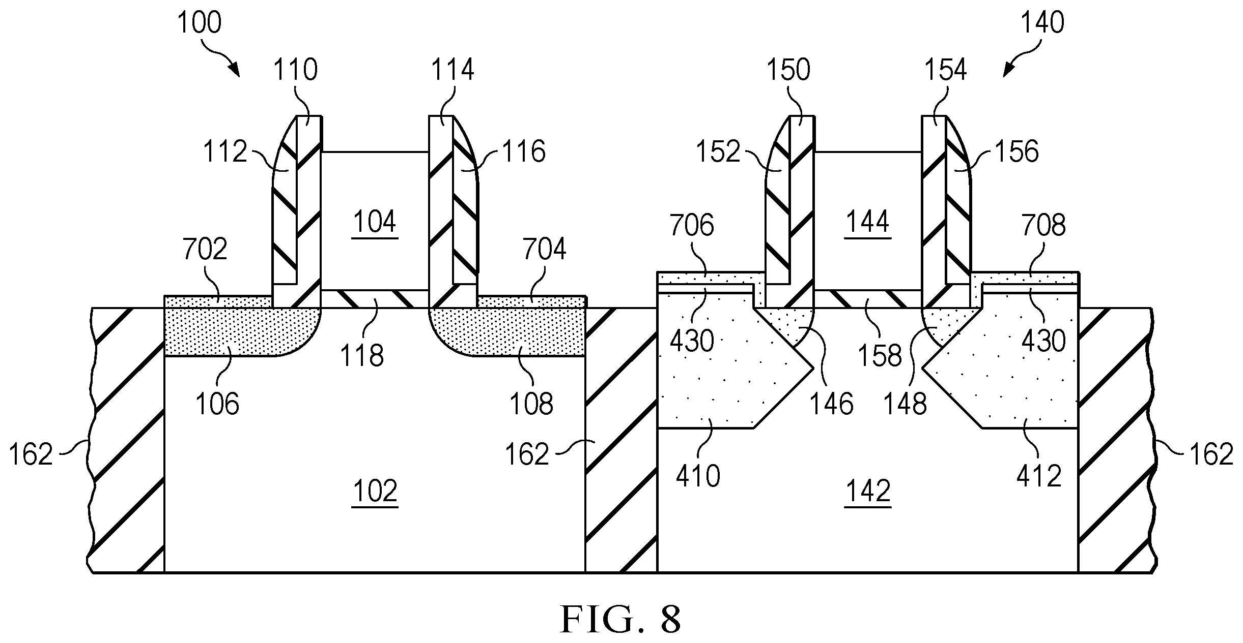 Patent US12581718 Figure 9 – Raised source/drain transistor