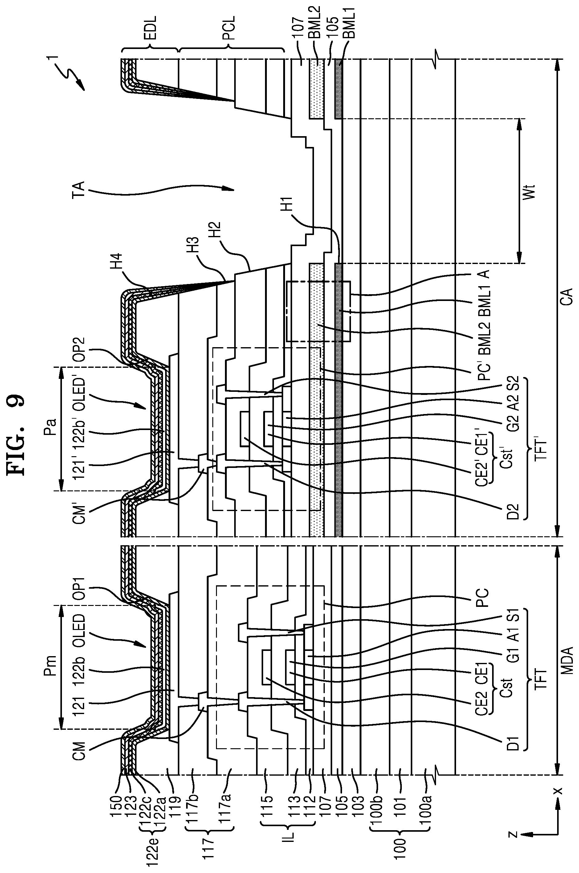 Patent US12581734 Figure 9 – Display apparatus and electronic apparatus
