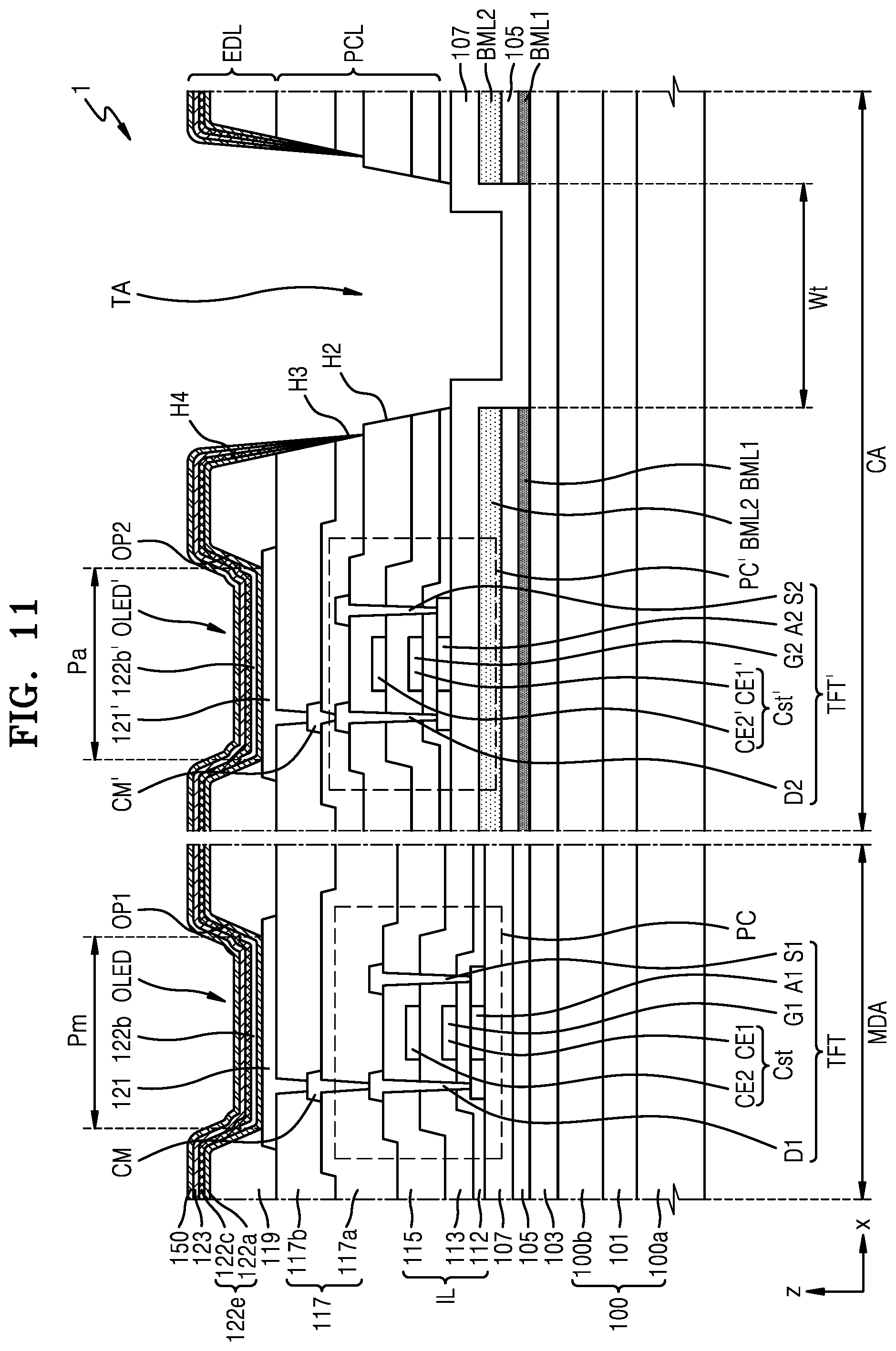 Patent US12581734 Figure 11 – Display apparatus and electronic apparatus