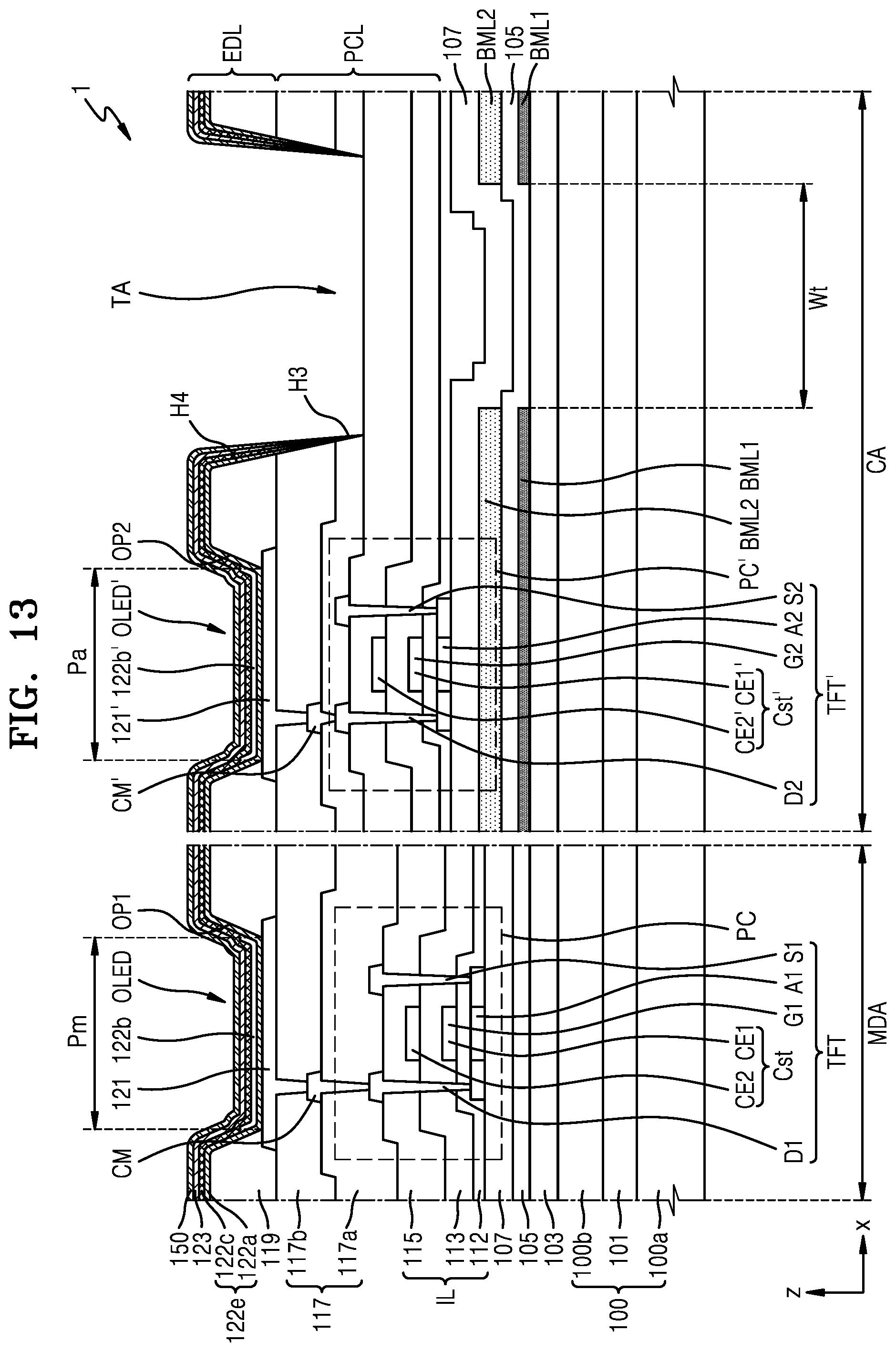 Patent US12581734 Figure 13 – Display apparatus and electronic apparatus