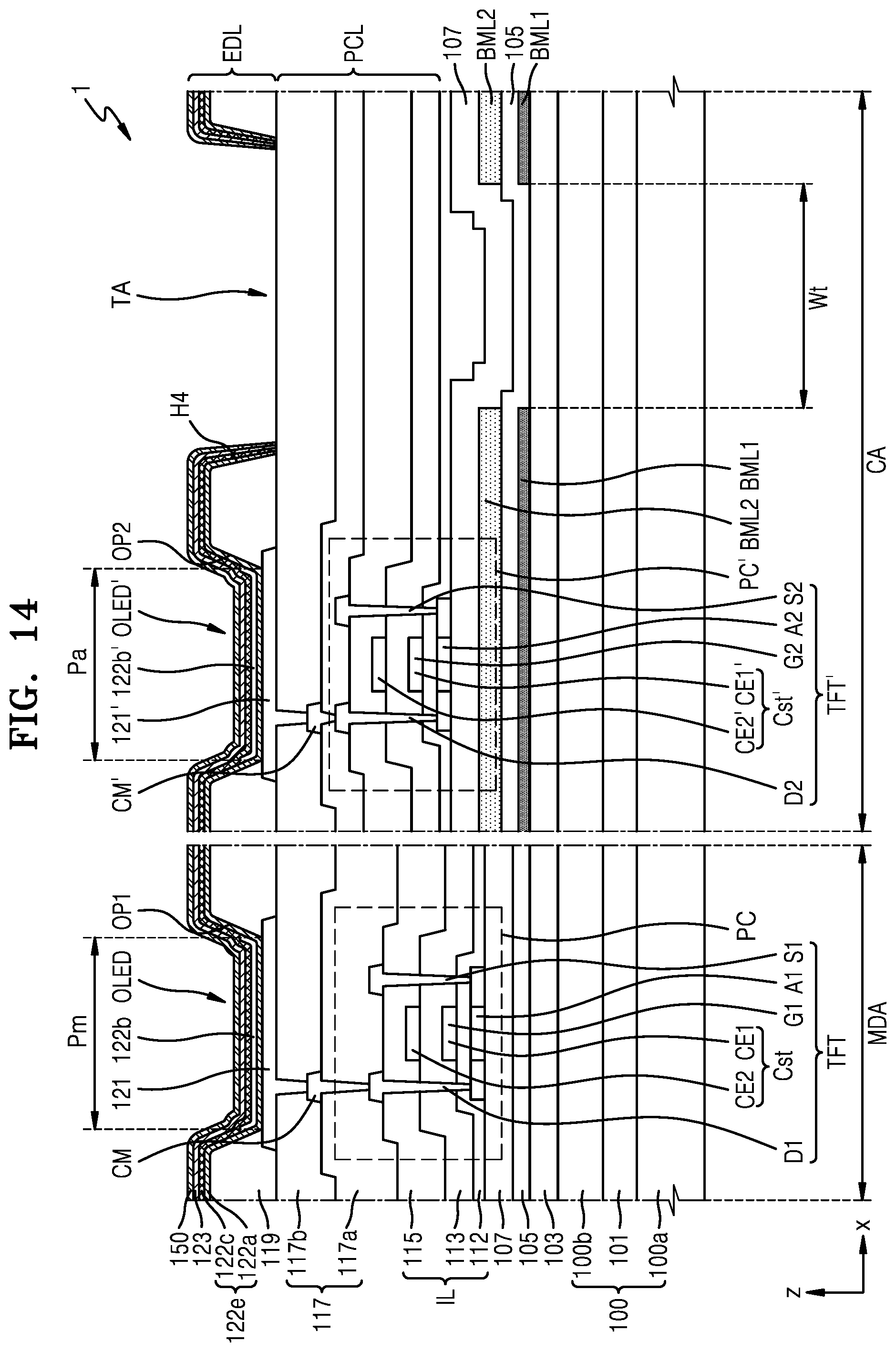 Patent US12581734 Figure 14 – Display apparatus and electronic apparatus