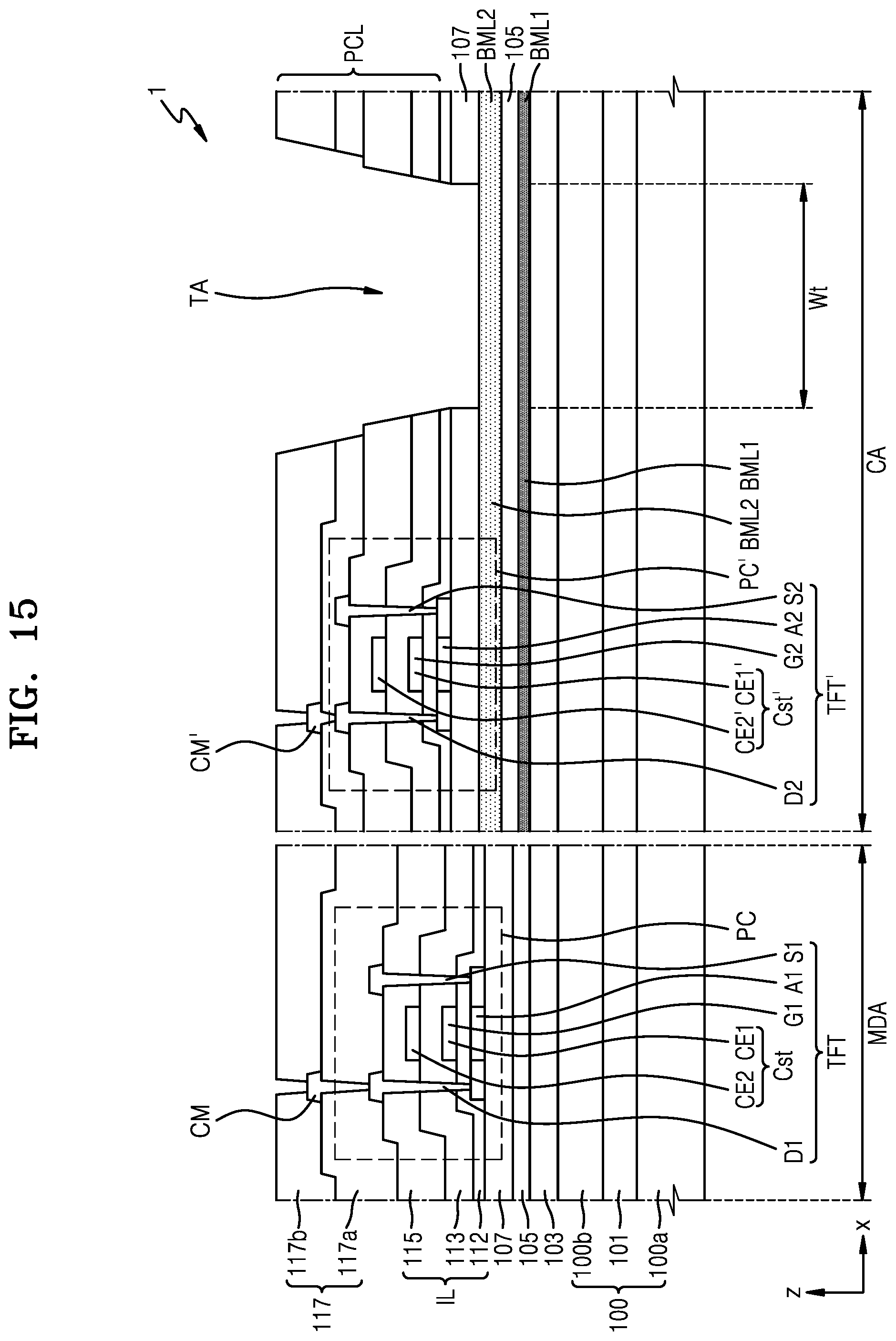 Patent US12581734 Figure 15 – Display apparatus and electronic apparatus