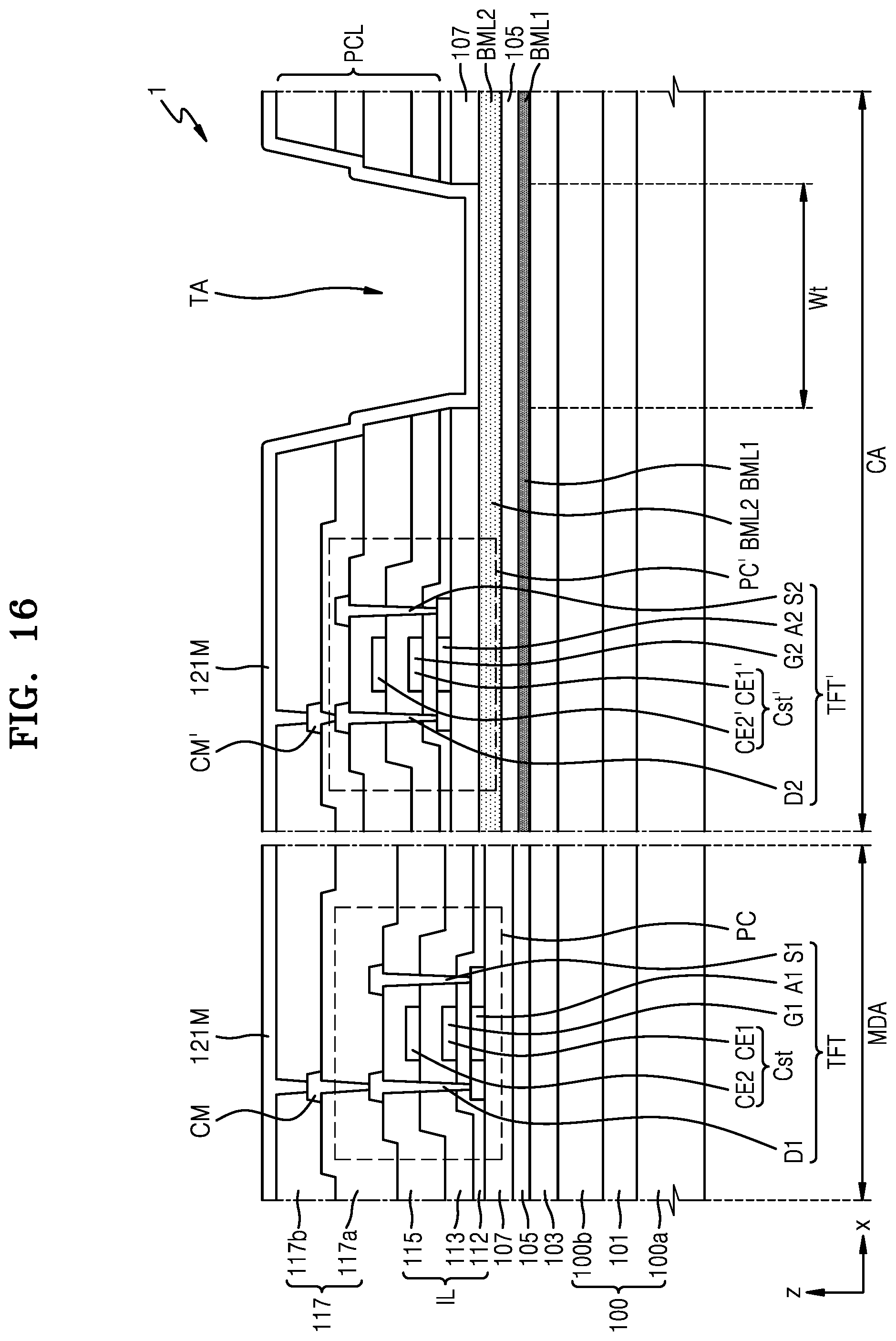 Patent US12581734 Figure 16 – Display apparatus and electronic apparatus