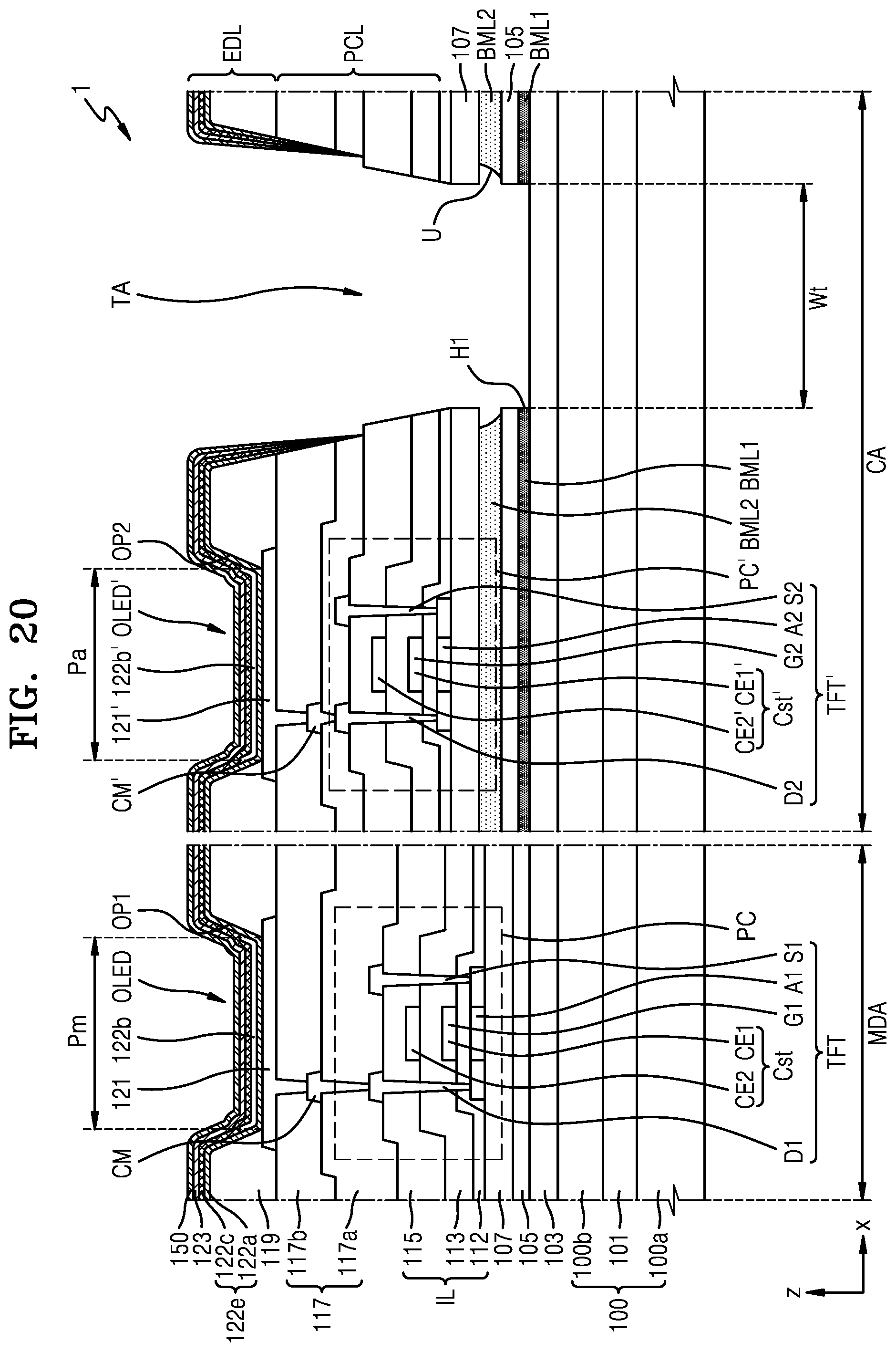 Patent US12581734 Figure 20 – Display apparatus and electronic apparatus