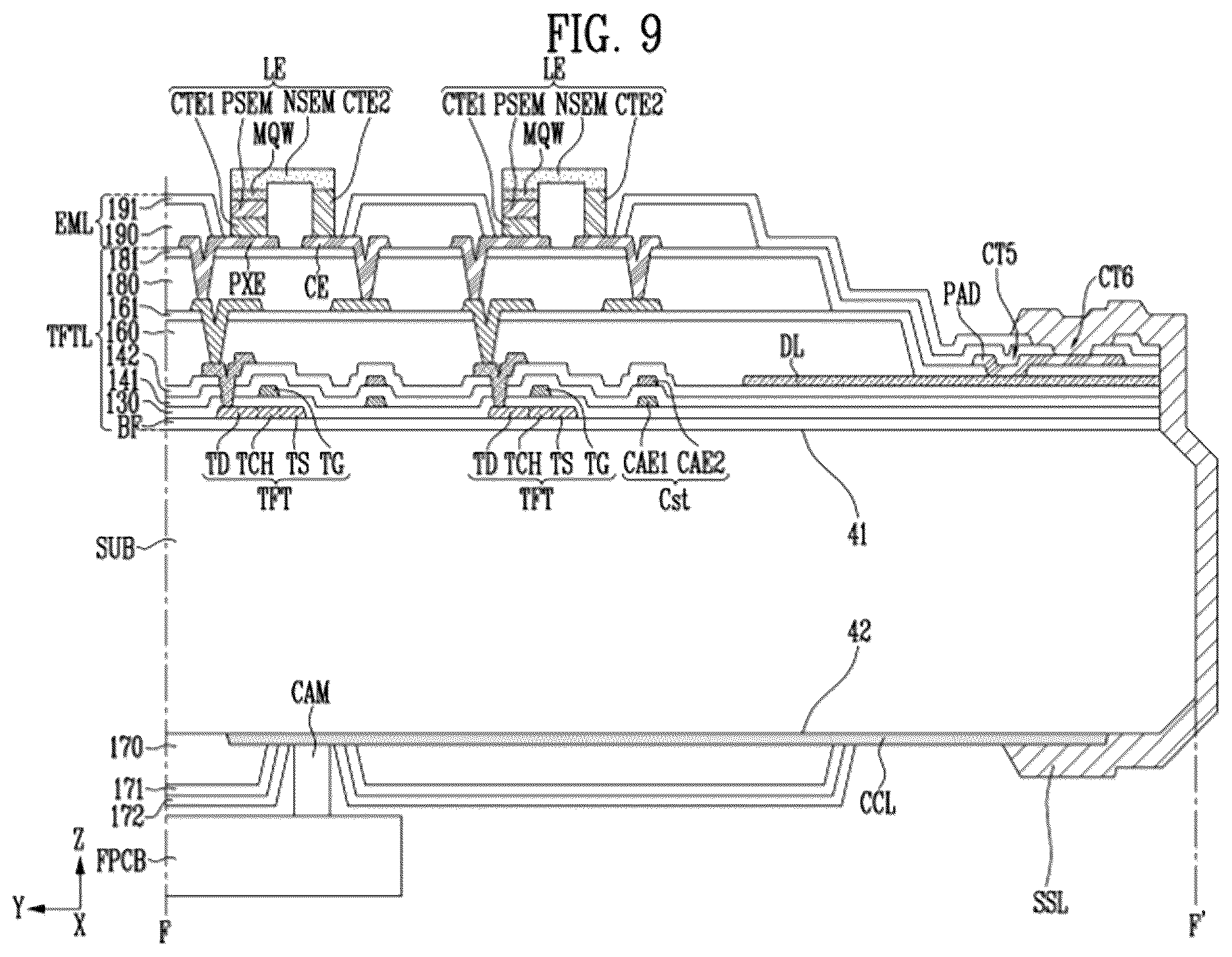 Patent US12581738 Figure 8 – Display device and method of manufacturing the display device