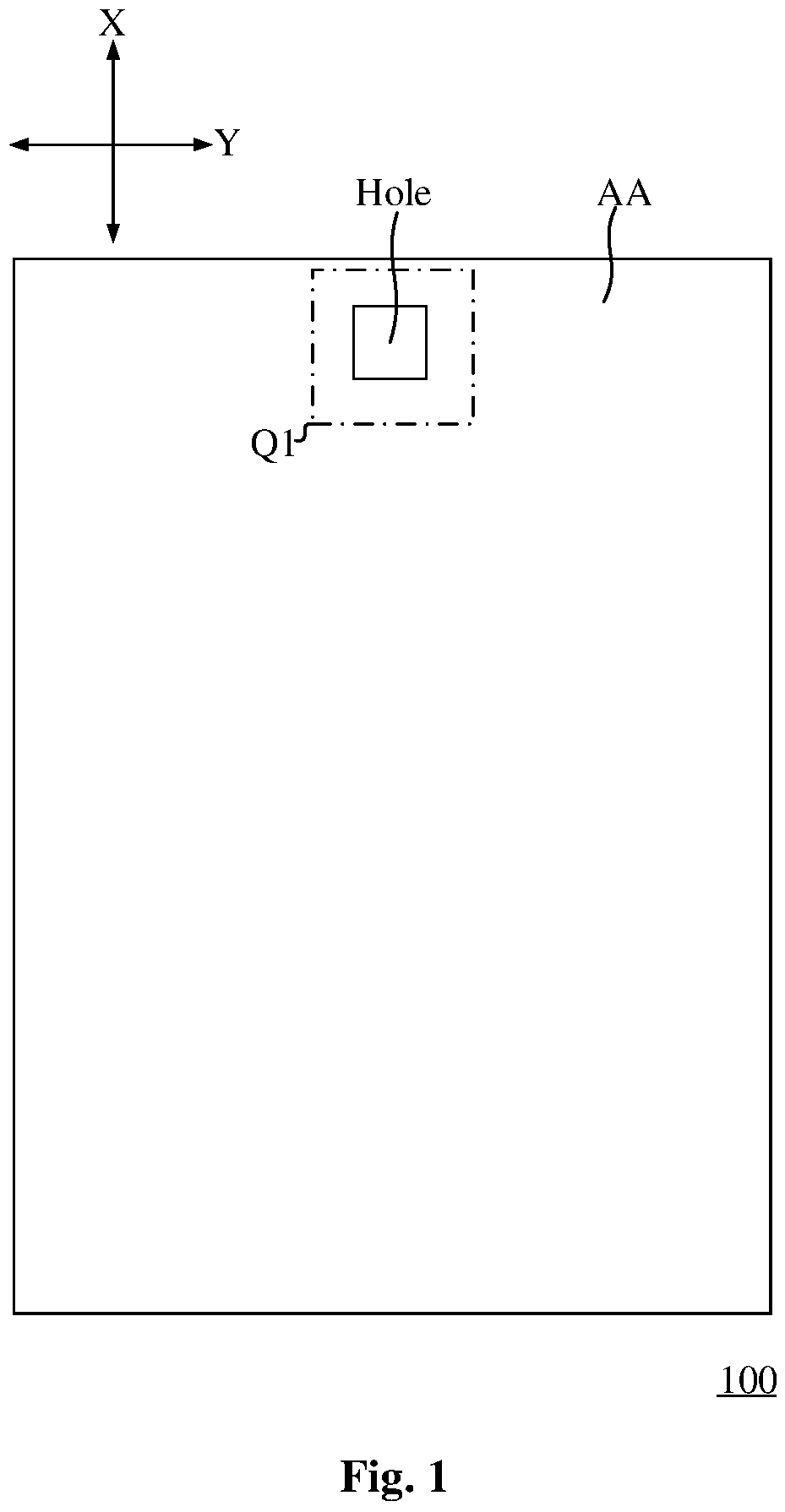 Patent US12581740 — Array substrate, display panel, and display device with compensation signal near hole area — Figure 1
