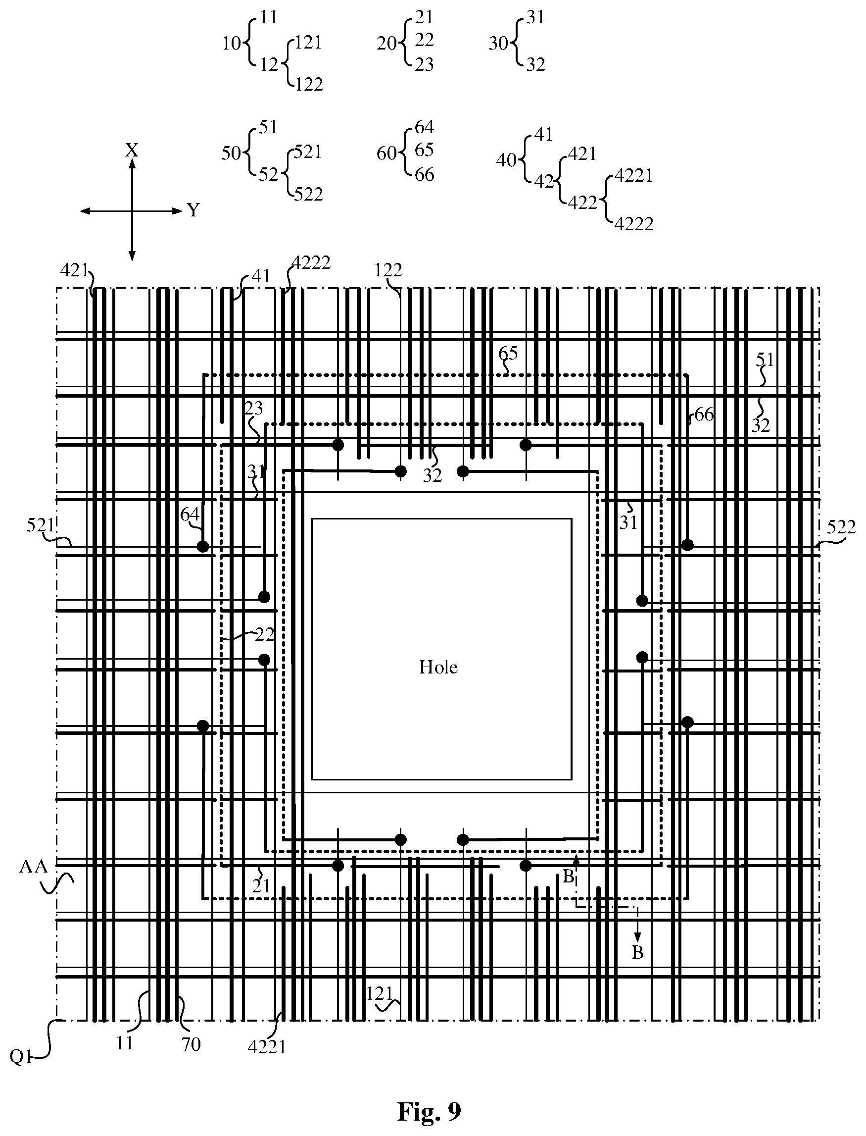Patent US12581740 Figure 8 – Array substrate, display panel, and display device with compensation signal near hole area