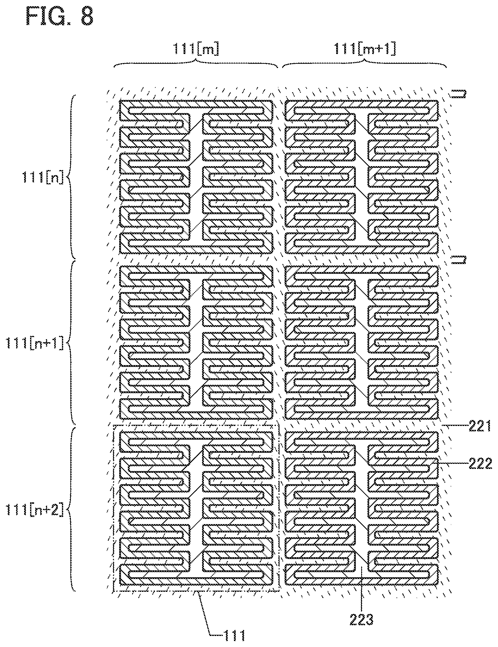 Patent US12581755 Figure 8 – Imaging device comprising net shape wiring