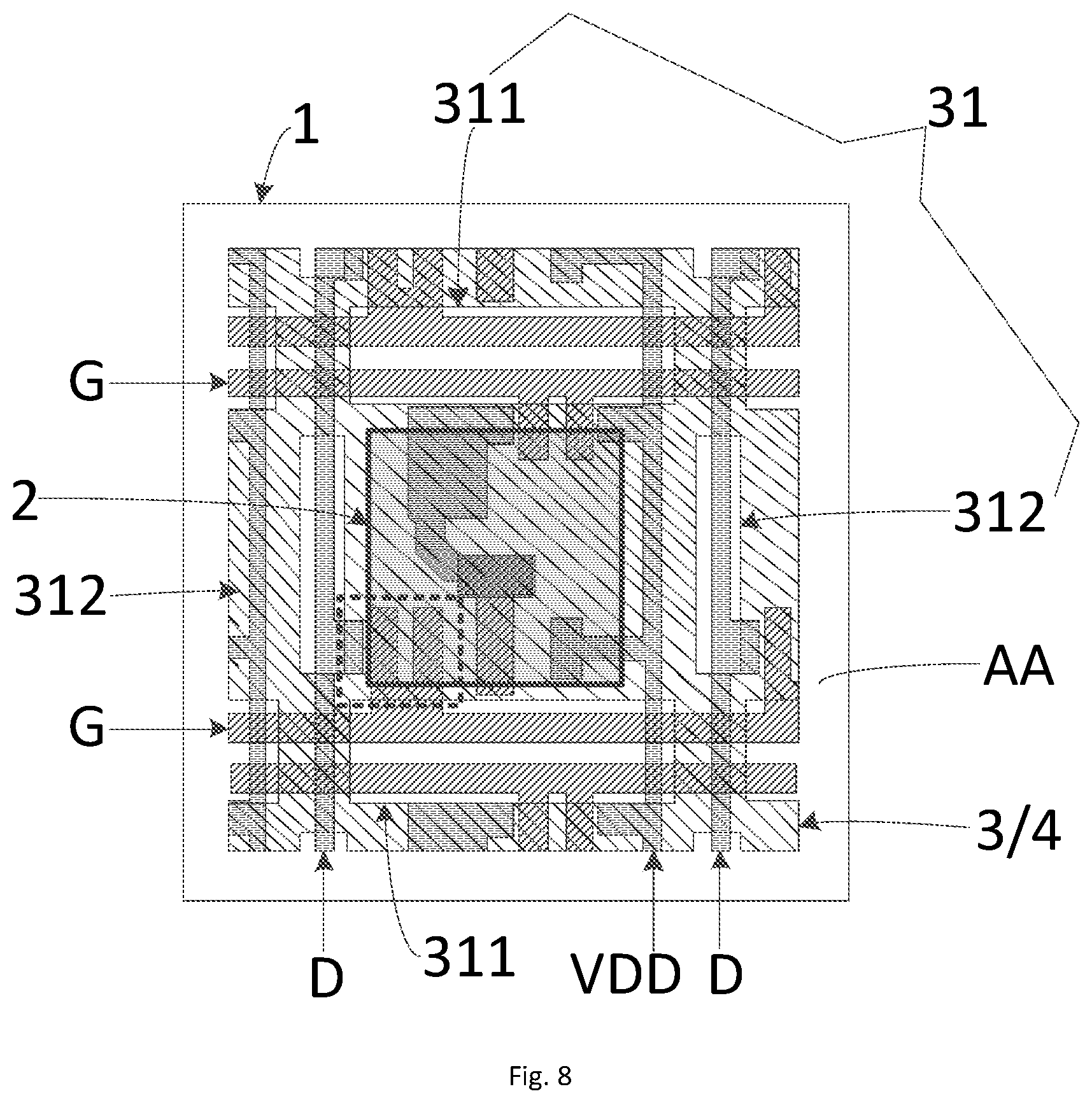Patent US12581765 Figure 8 – Active pixel image sensor and display device
