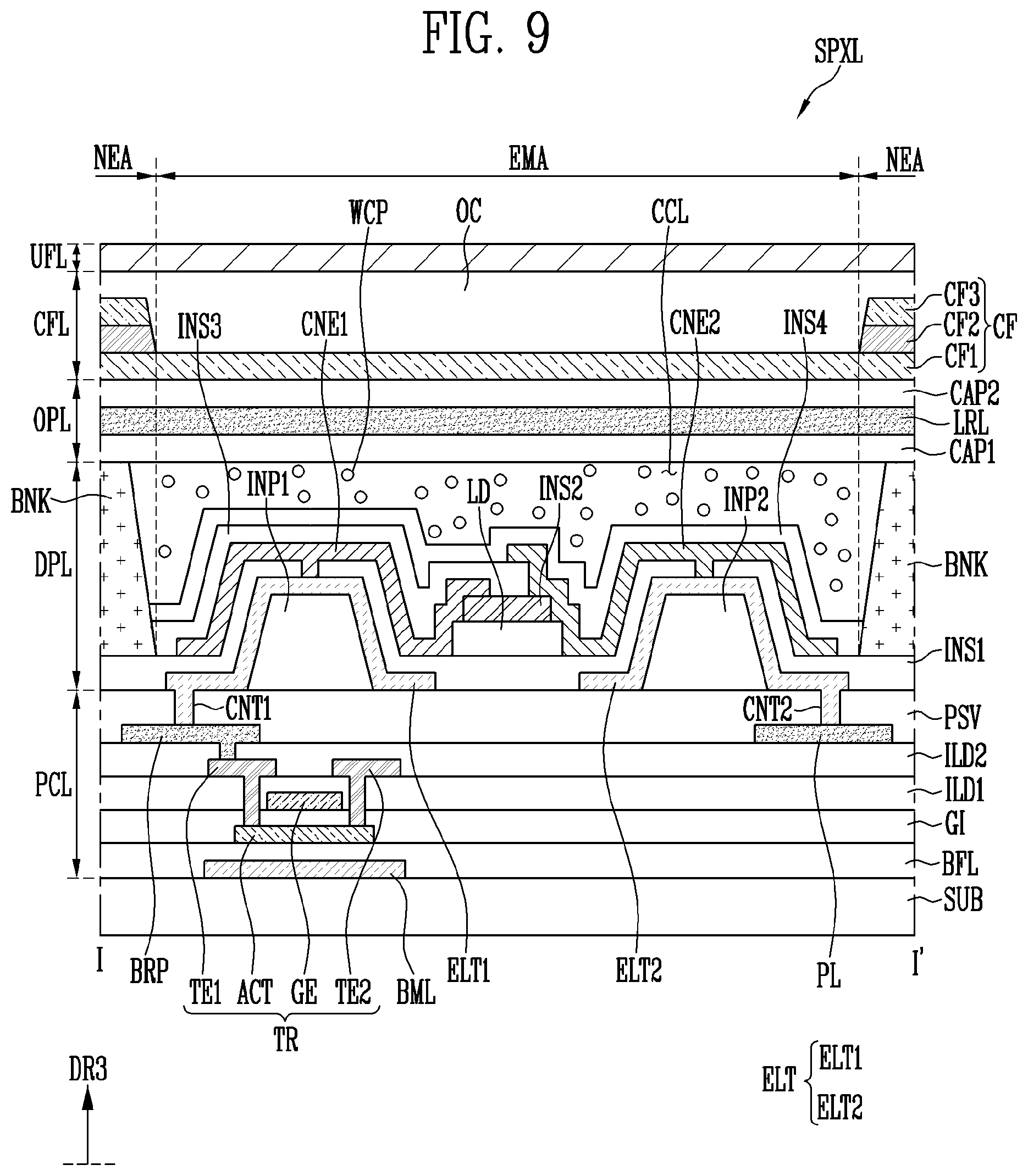 Patent US12581775 Figure 9 – Display device and method of manufacturing the same