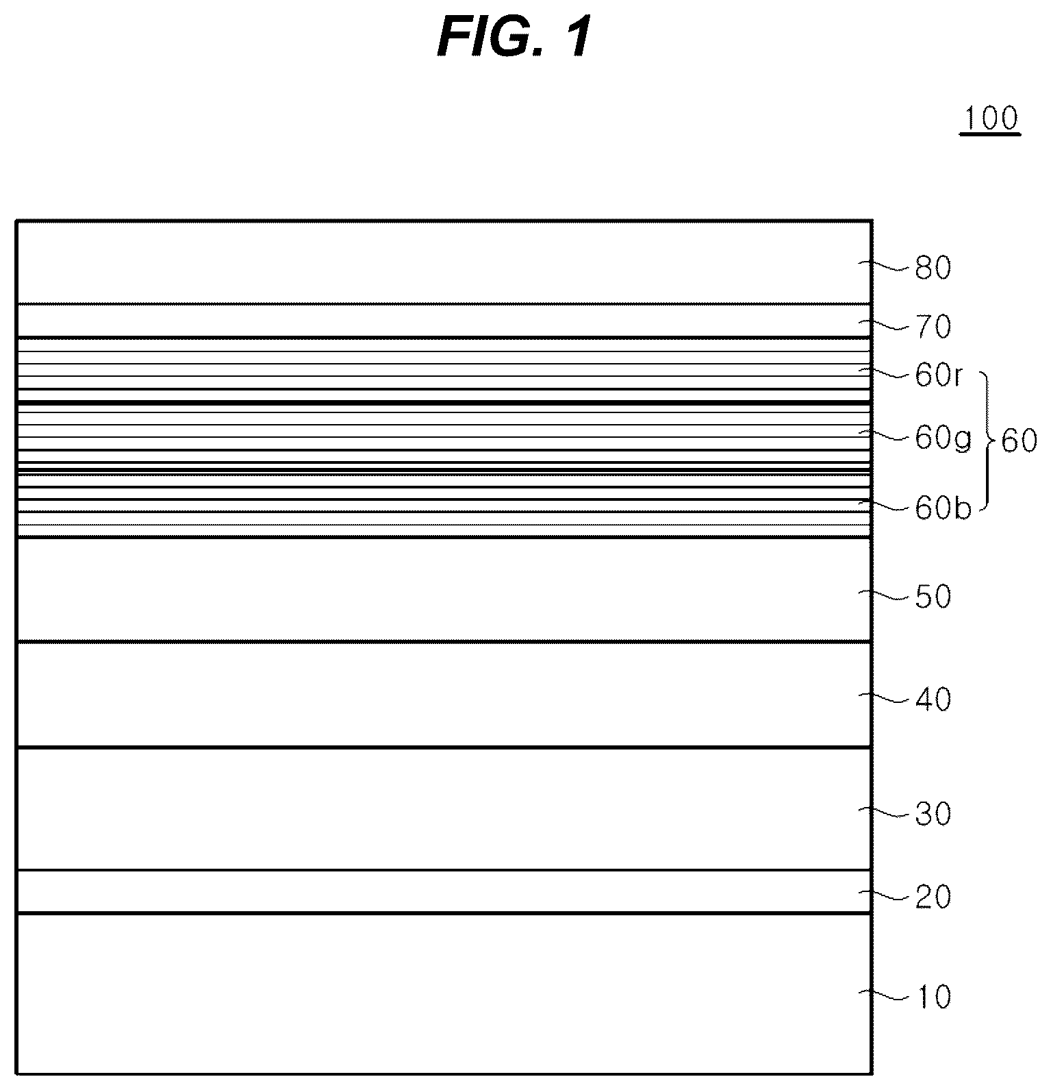 Patent US12581781 Figure 1 – Light emitting diode for implementing white light