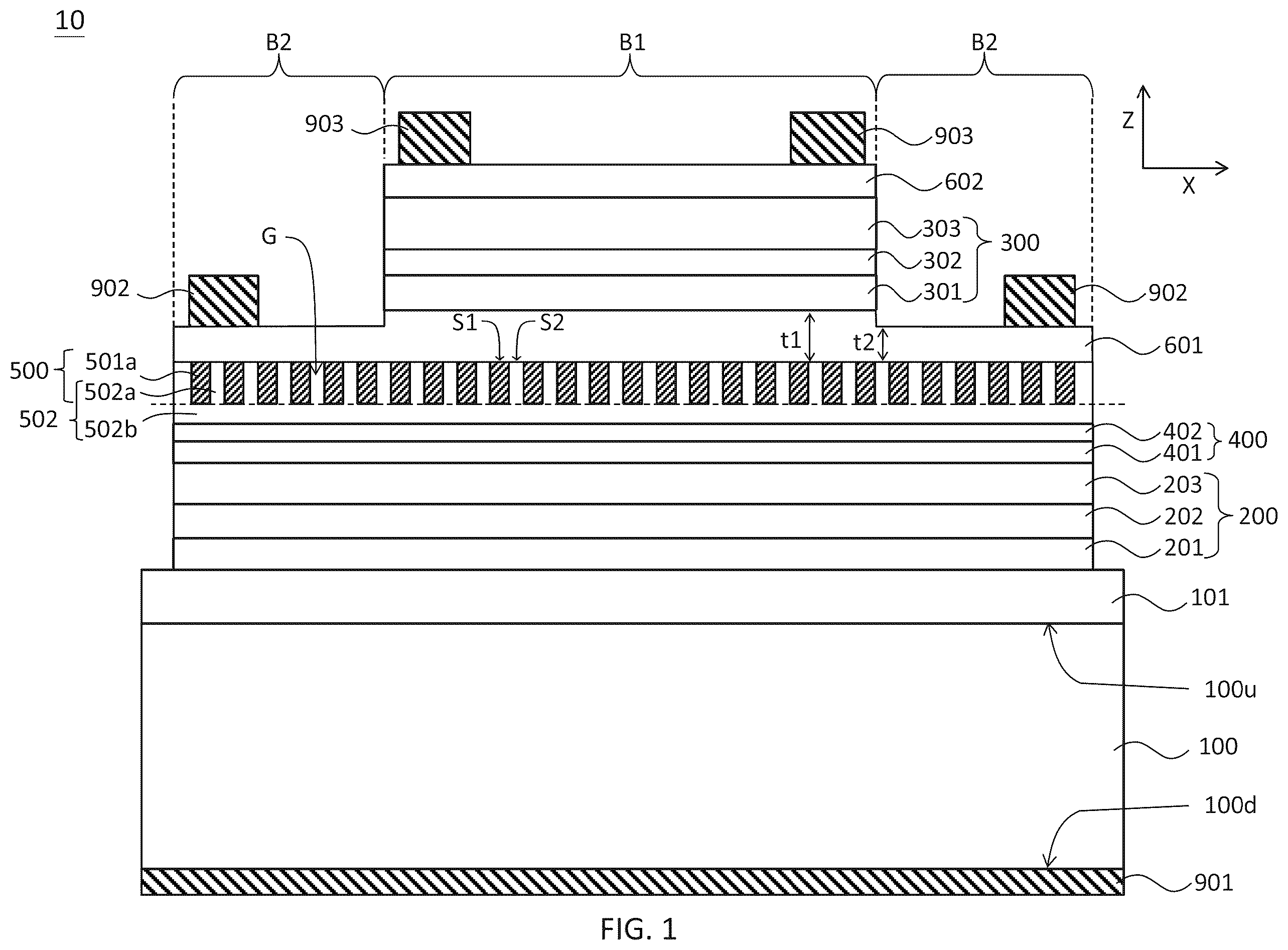 Patent US12581785 Figure 1 – Optoelectronic device