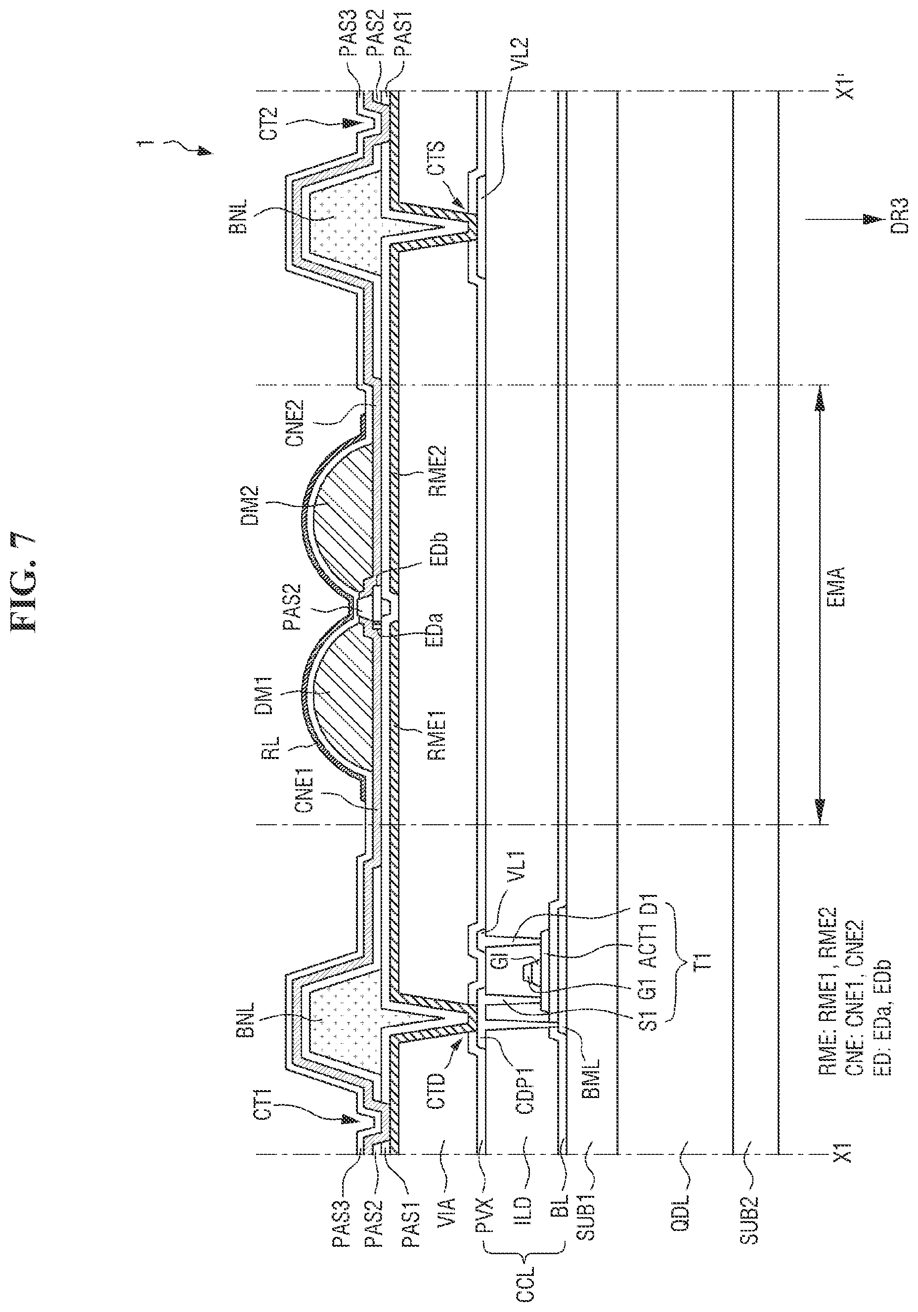 Patent US12581786 Figure 7 – Display device and manufacturing method of the same