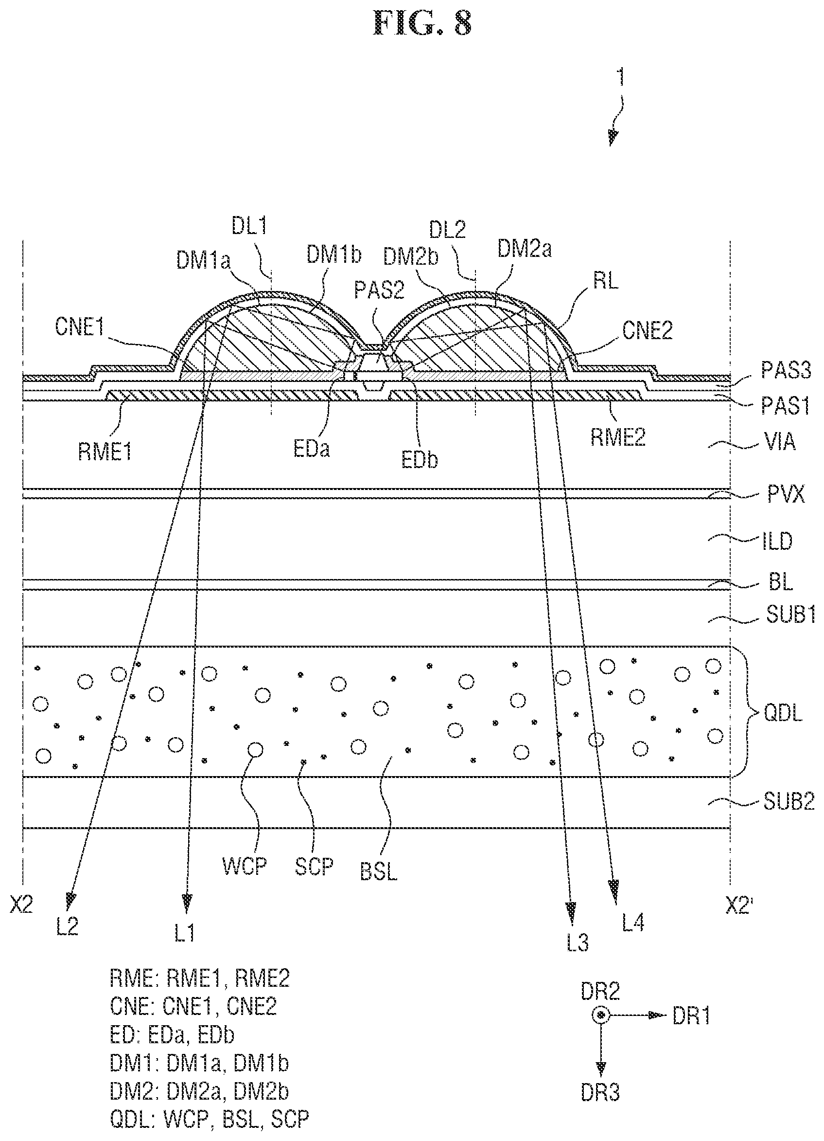 Patent US12581786 Figure 8 – Display device and manufacturing method of the same