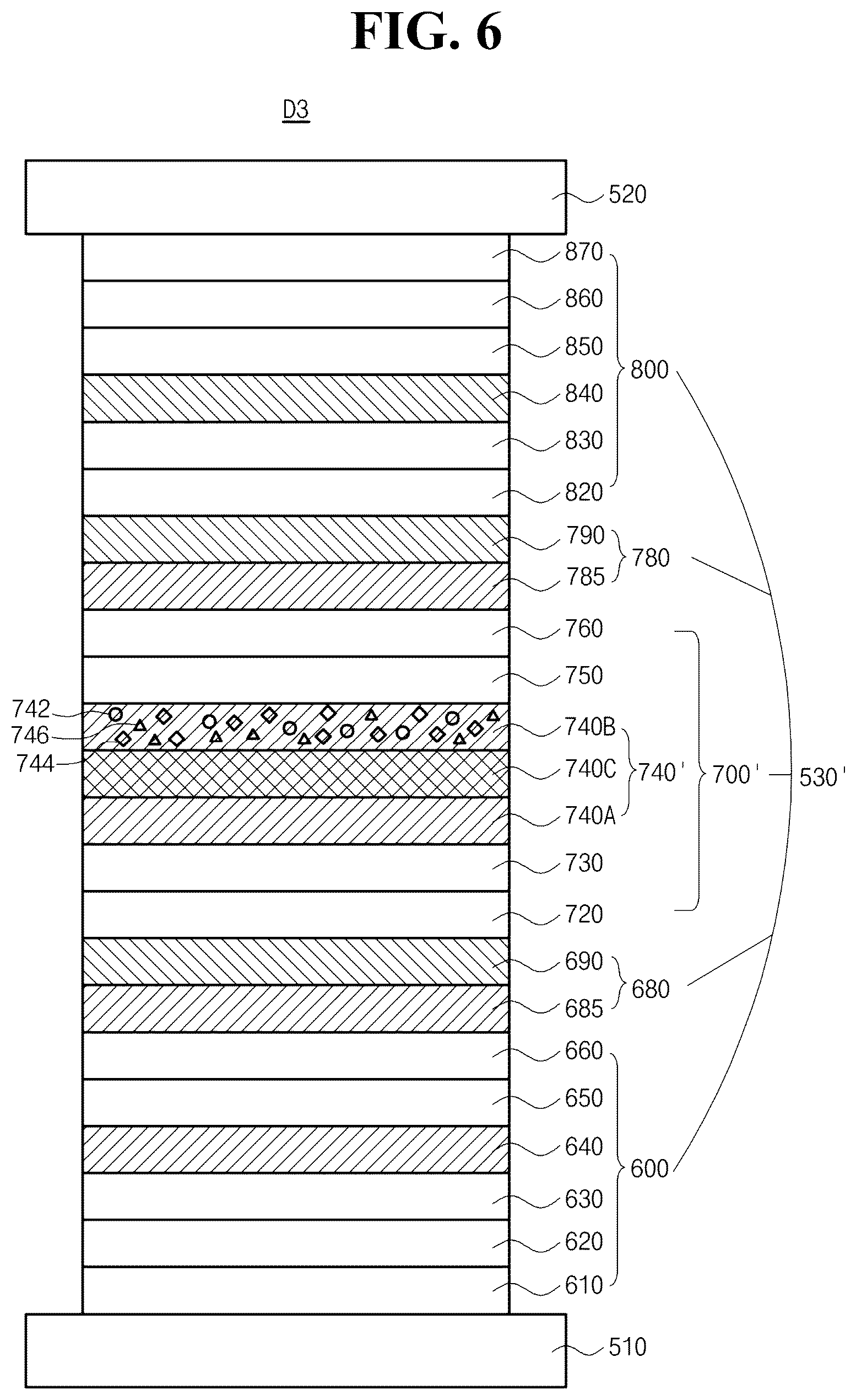 Patent US12581791 Figure 6 – Organic light emitting diode and organic light emitting device having thereof