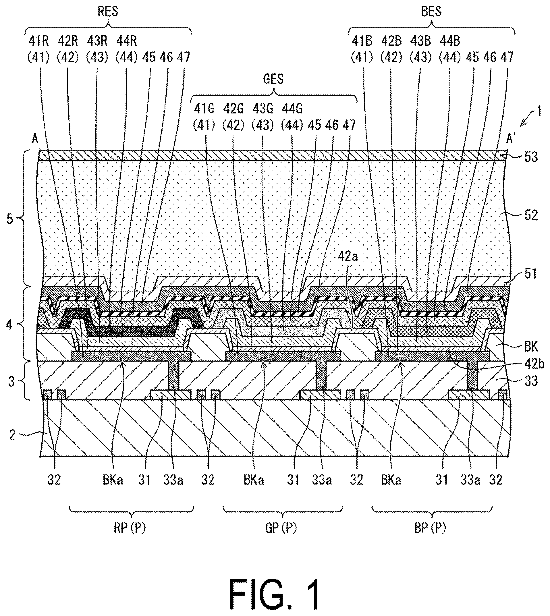 Patent US12581795 Figure 1 – Display device and method for manufacturing same