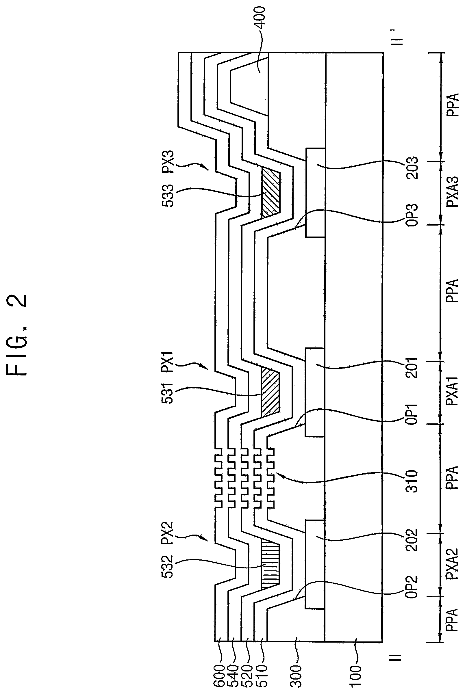 Patent US12581807 Figure 2 – Organic light emitting display device and method of manufacturing the same