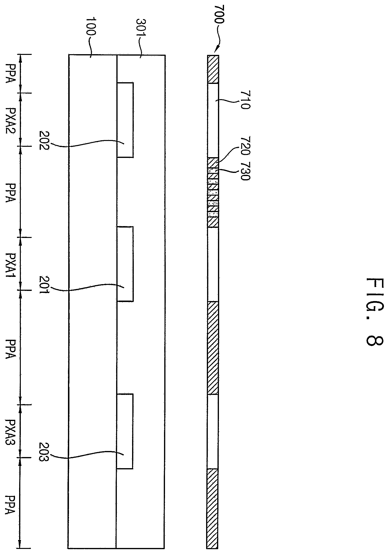 Patent US12581807 Figure 8 – Organic light emitting display device and method of manufacturing the same