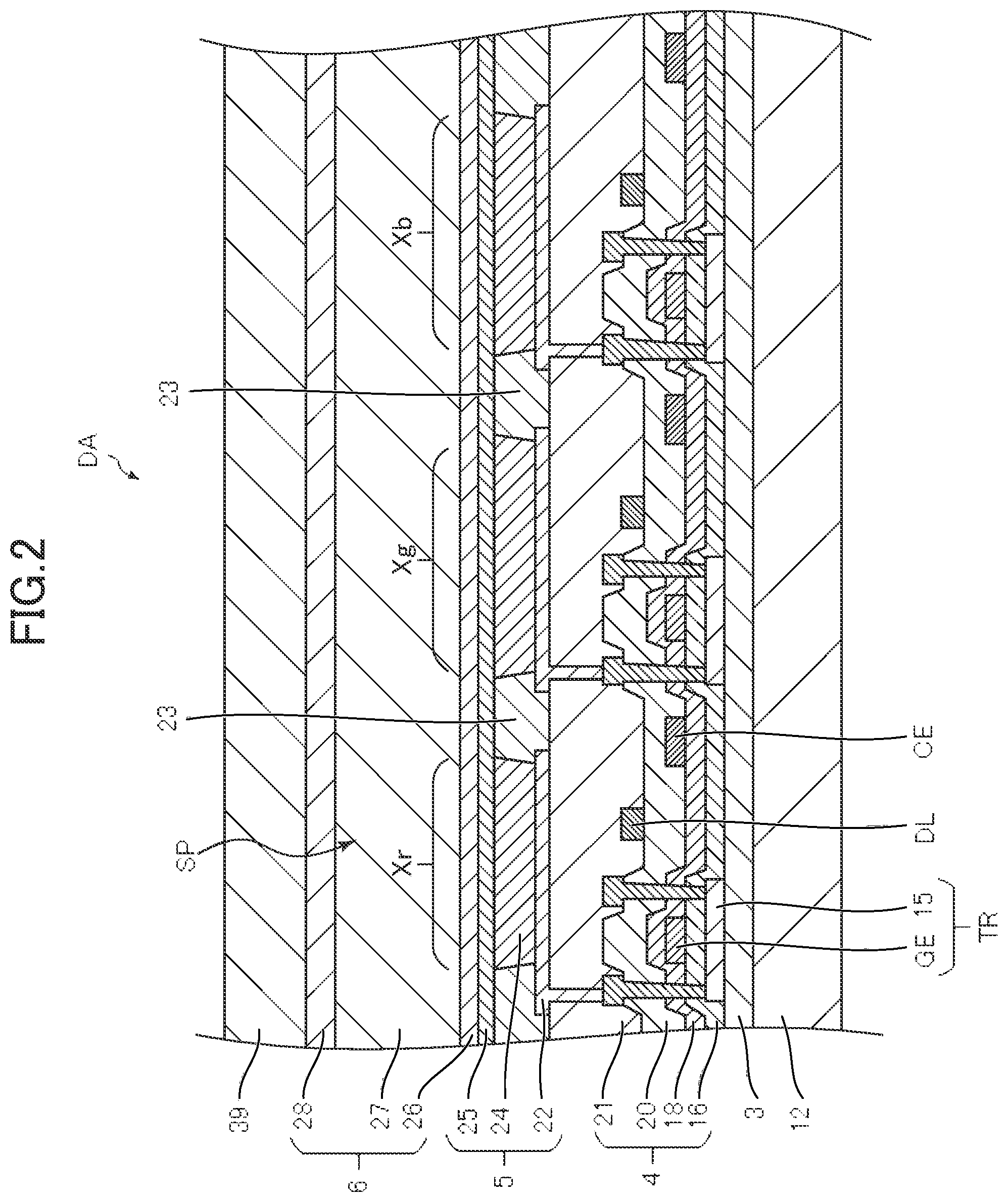Patent US12581809 Figure 2 – Display device and display device production method that prevents deterioration in display performance