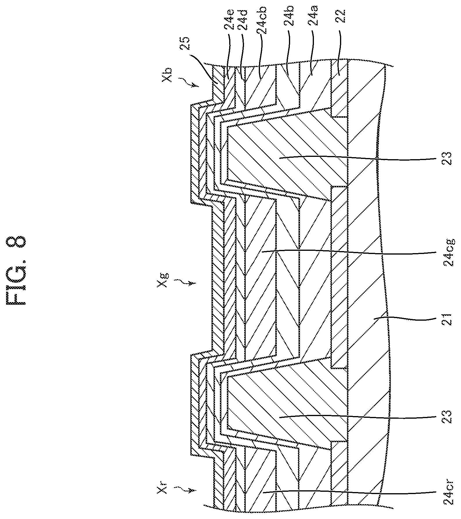 Patent US12581809 Figure 8 – Display device and display device production method that prevents deterioration in display performance