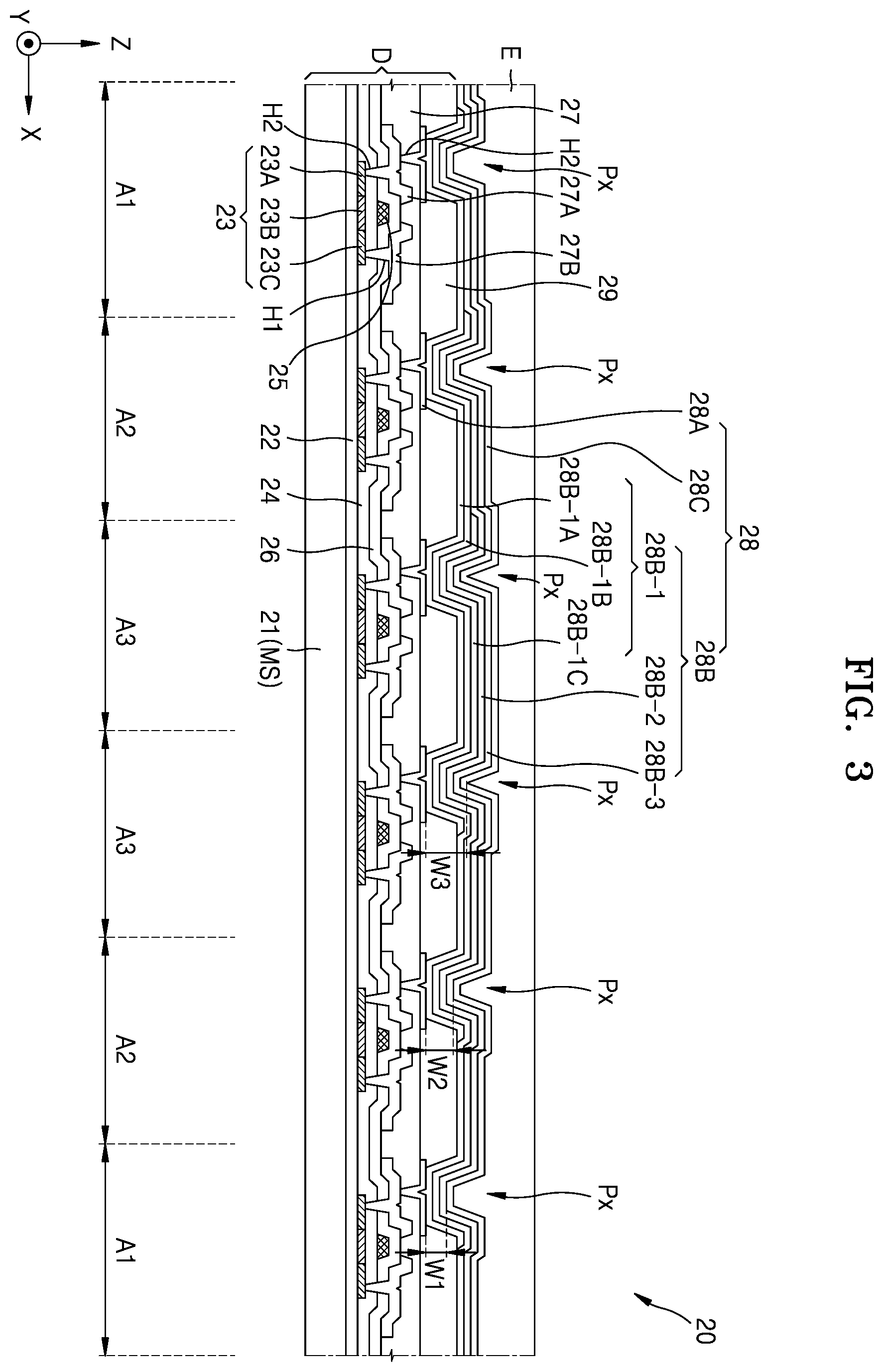 Patent US12581826 Figure 3 – Light-emitting device and a method of manufacturing a light-emitting device in which material is deposited on first and second areas of a substrate