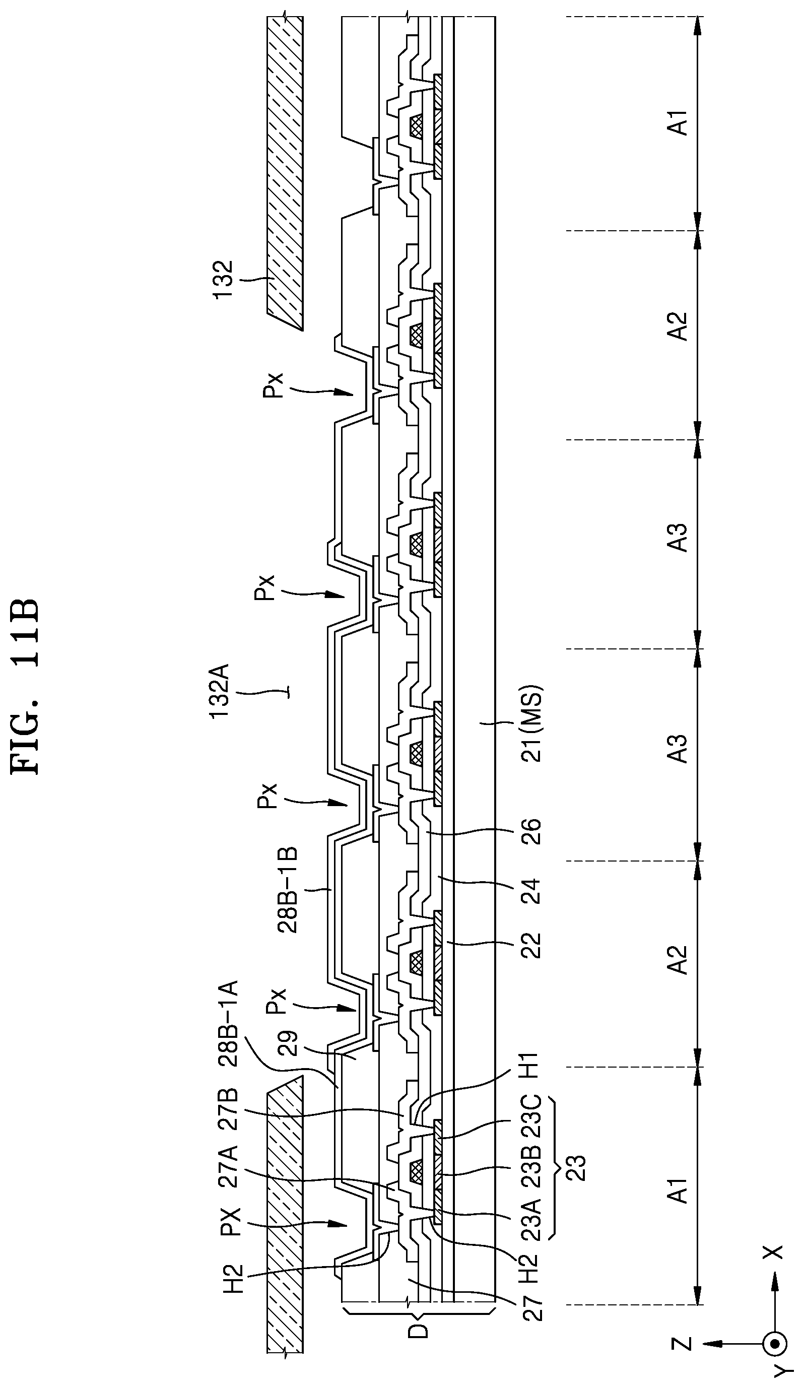 Patent US12581826 Figure 12 – Light-emitting device and a method of manufacturing a light-emitting device in which material is deposited on first and second areas of a substrate