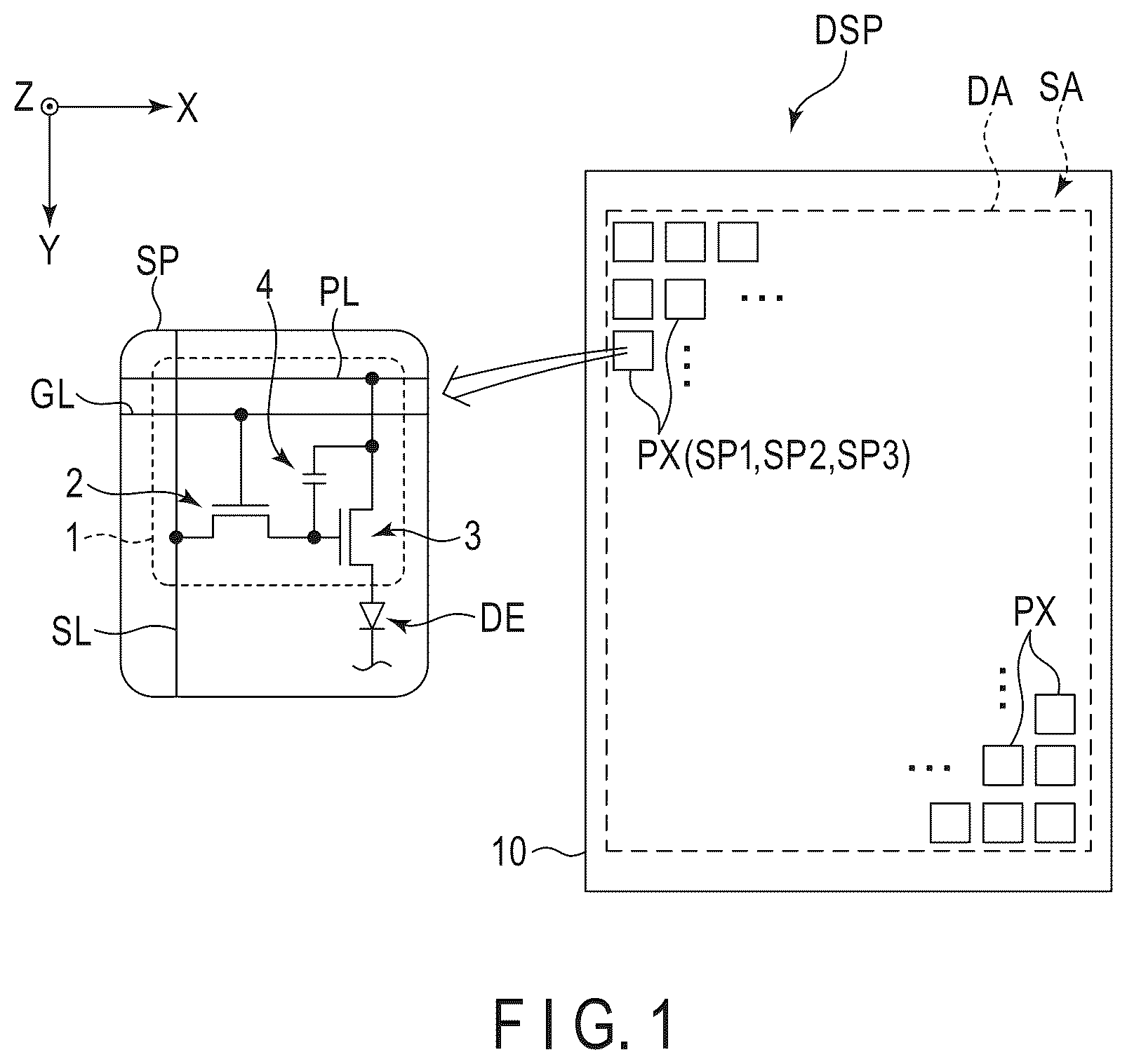 Patent US12581831 Figure 1 – Display device and manufacturing method thereof