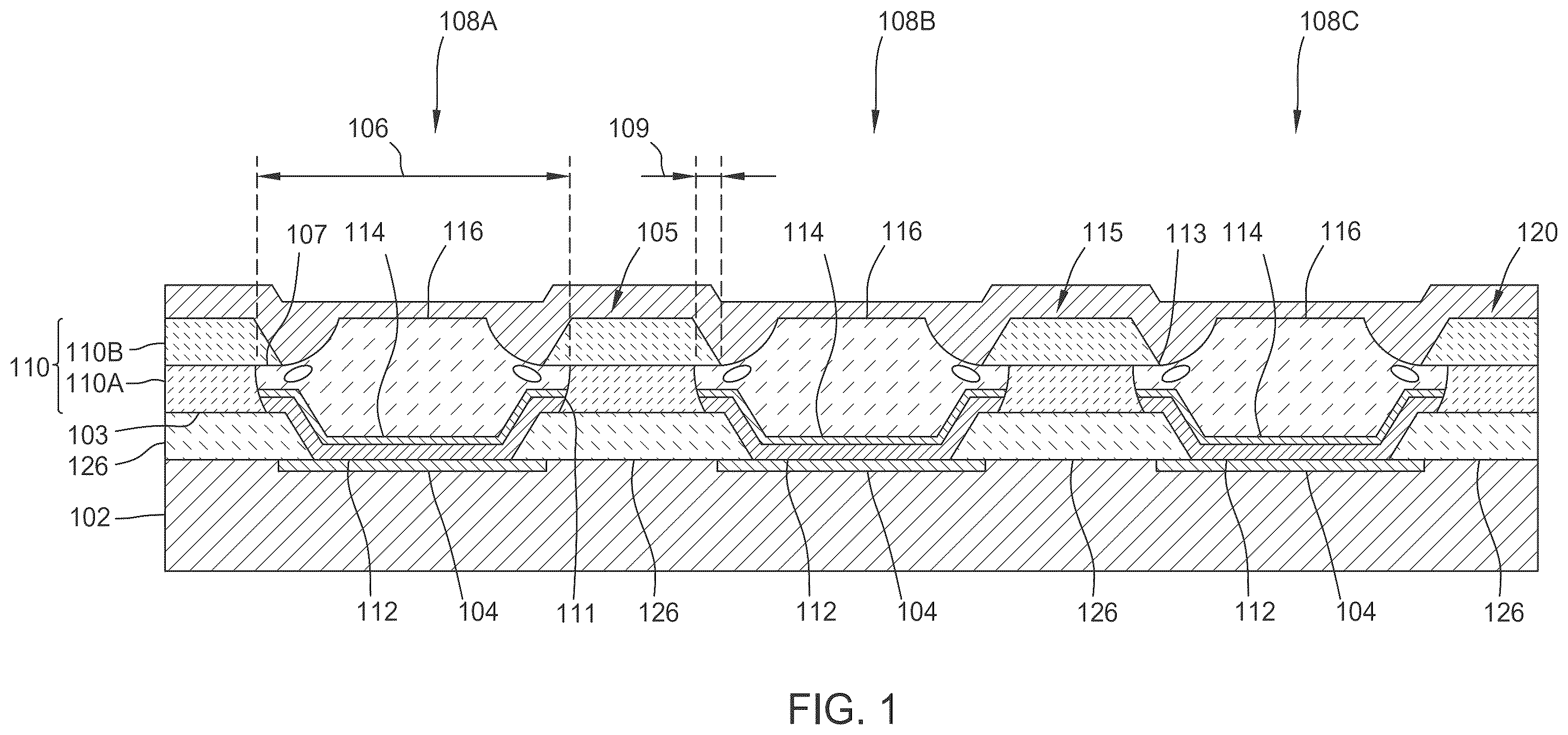 Patent US12581837 Figure 1 – Oled pixel structures