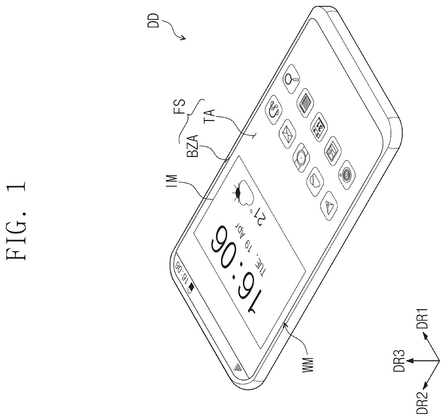 Patent US12581840 Figure 1 – Display device including low refractive and anti-reflection layers